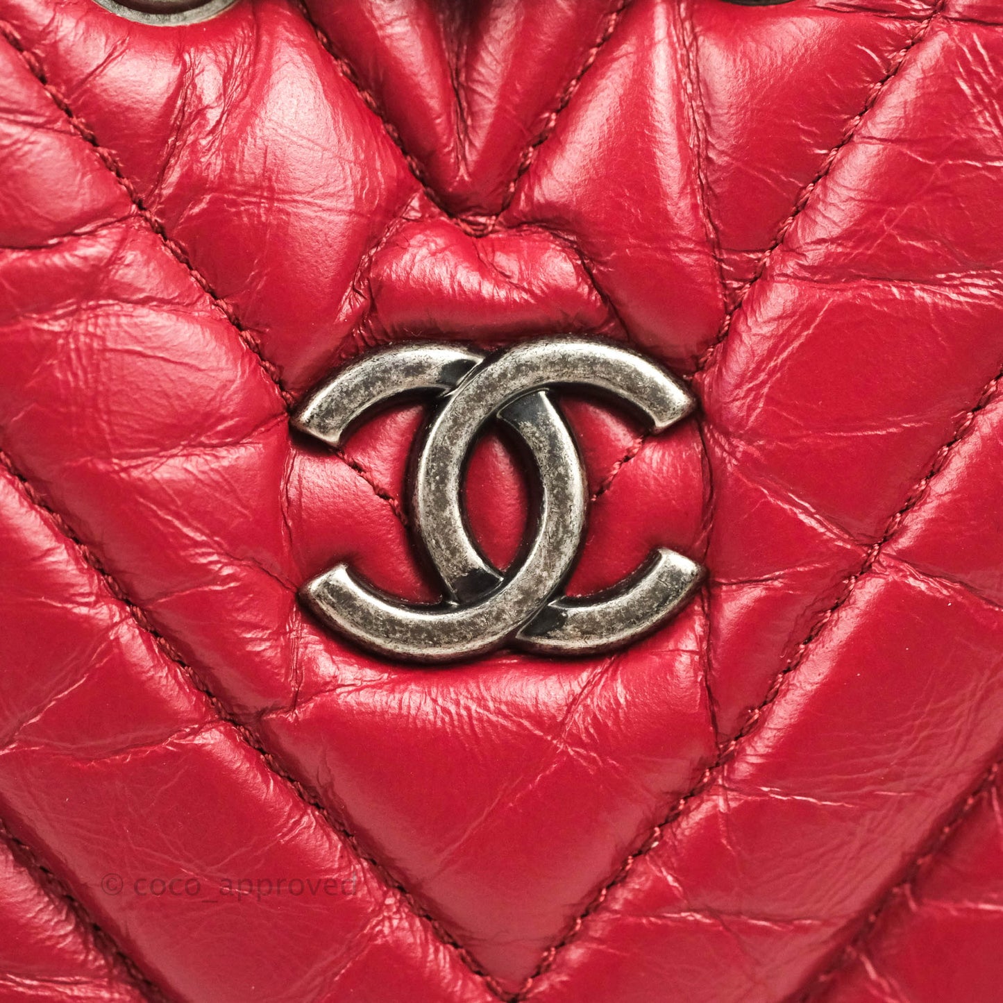 Chanel Small Chevron Gabrielle Backpack Dark Pink Aged Calfskin