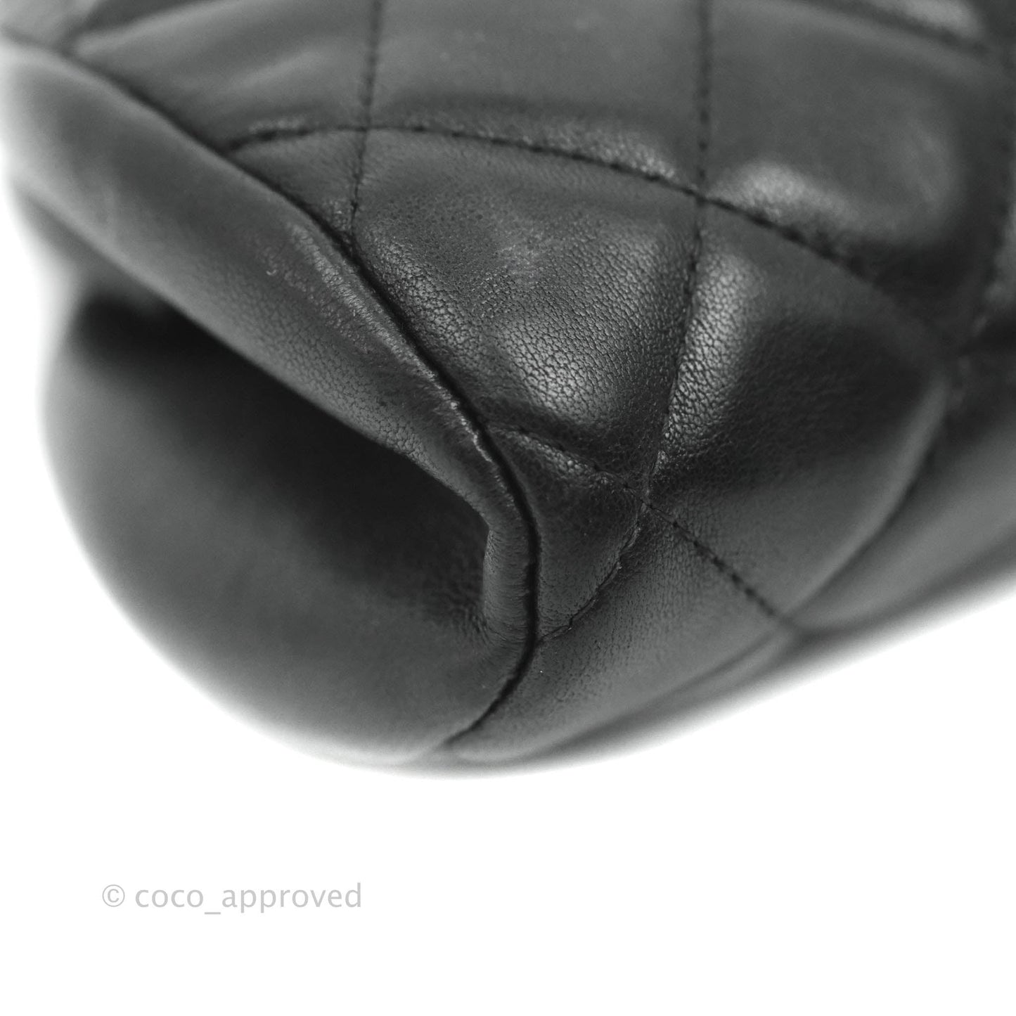 Chanel Quilted Timeless Kisslock Clutch Black Lambskin Silver Hardware