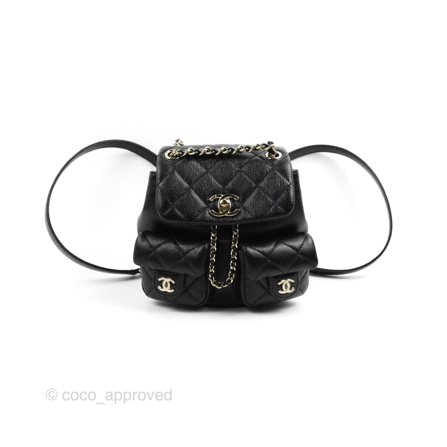 Chanel Duma Backpack Small Black Caviar Gold Hardware 23P