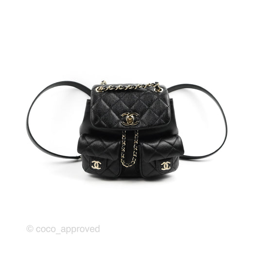 Chanel Duma Backpack Small Black Caviar Gold Hardware 23P
