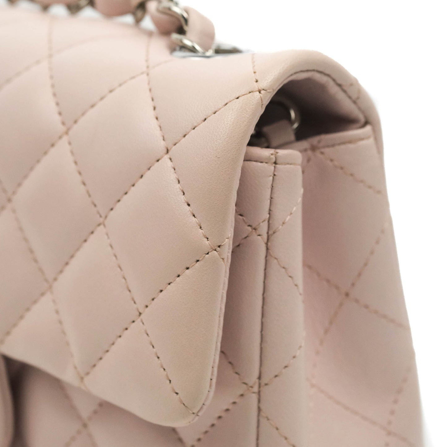 Chanel Quilted Mini Rectangular Flap Light Pink Lambskin Silver Hardware