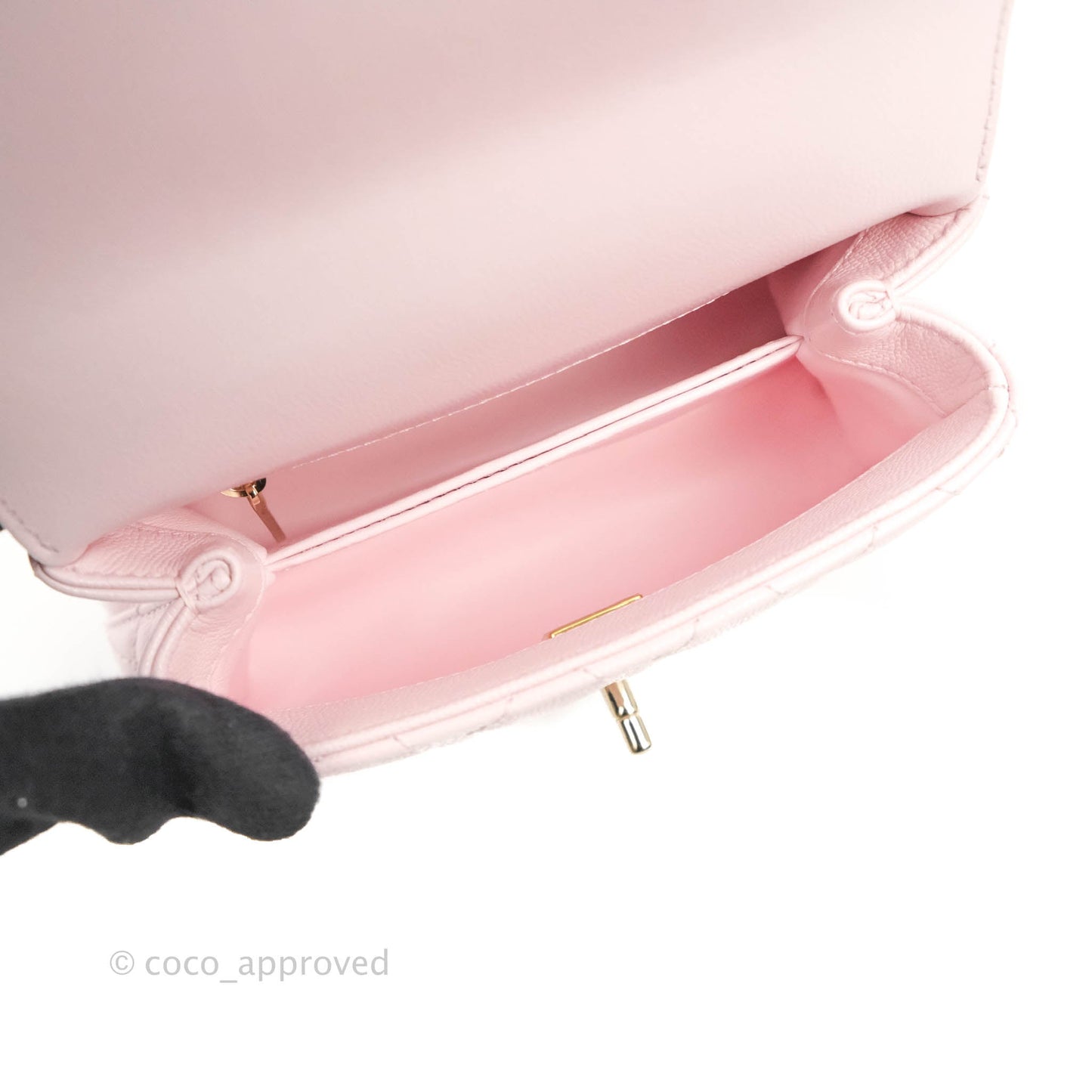 Chanel Mini Coco Handle Quilted Light Pink Caviar Gold Hardware