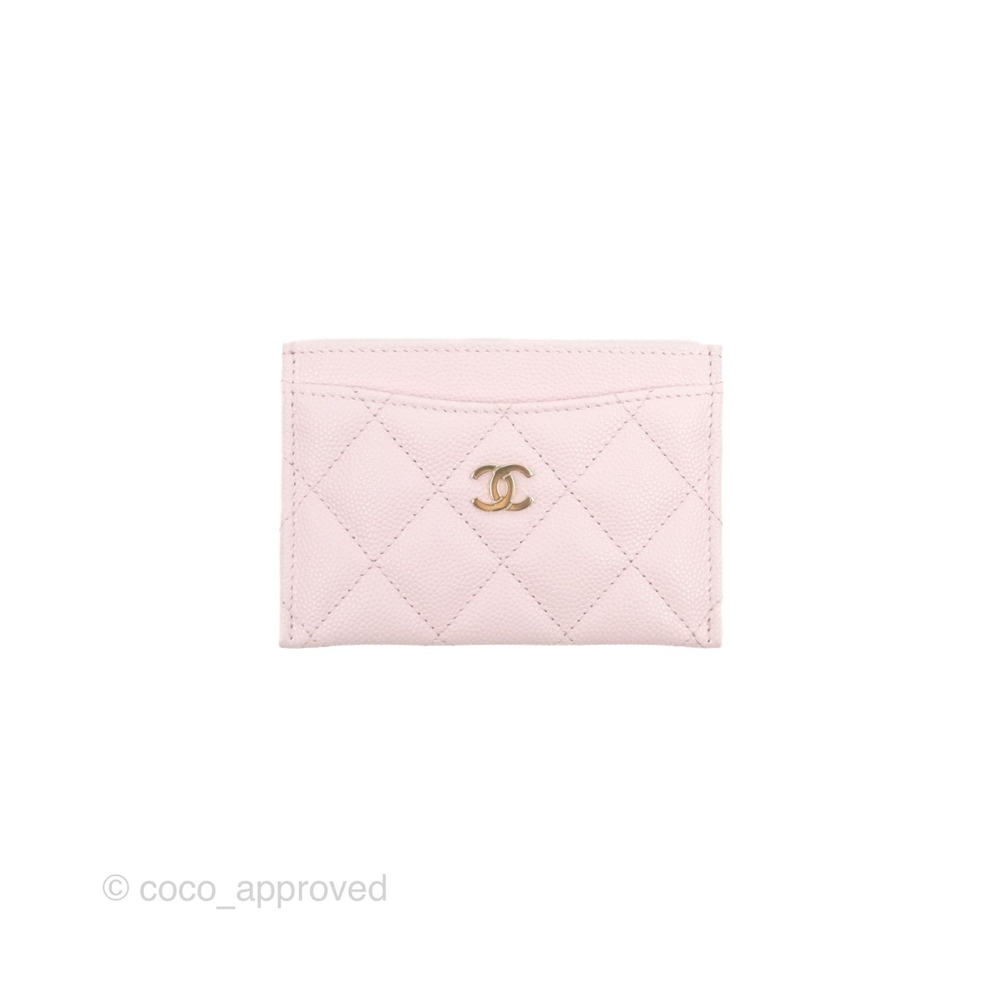 Chanel Classic Flat Card Holder Pink Caviar Gold Hardware