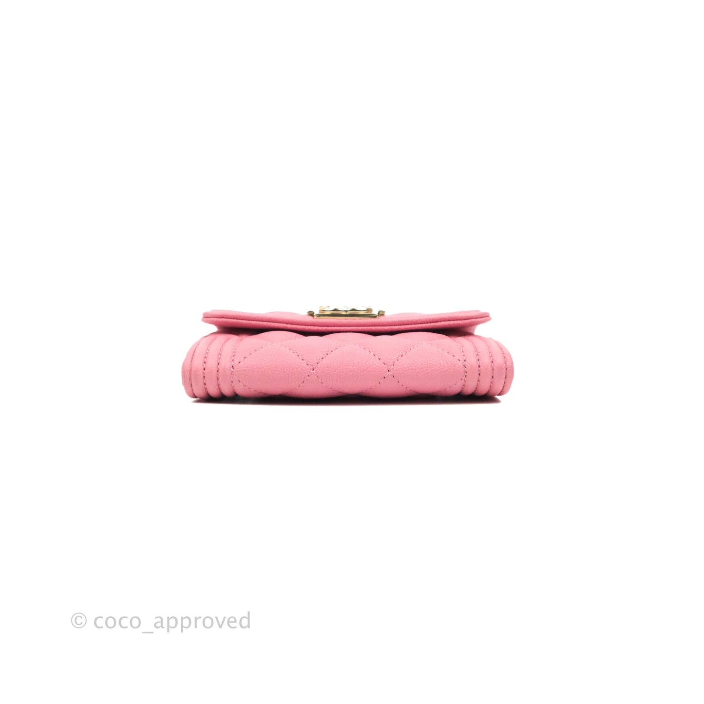 Chanel Quilted Boy Flap Coin Purse Pink Caviar Gold Hardware