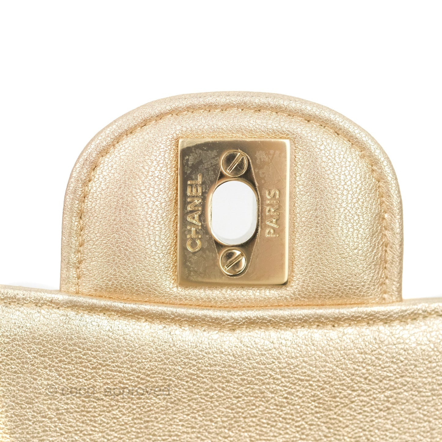 Chanel Quilted Mini Square Iridescent Gold Lambskin Gold Hardware 21P
