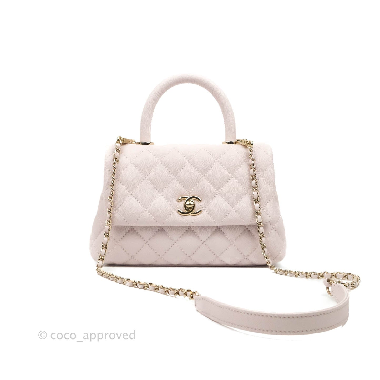 Chanel Small Coco Handle Light Lilac Pink Caviar Gold Hardware 20A