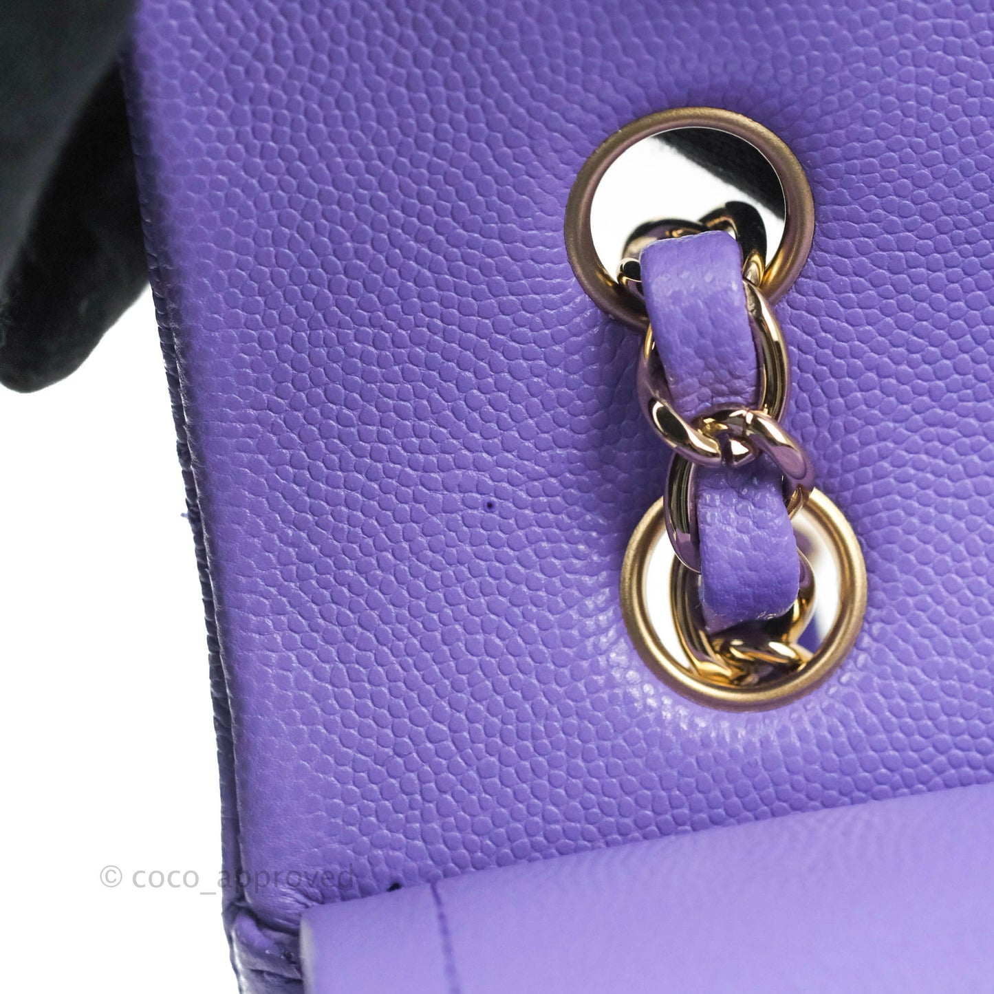 Chanel Classic M/L Medium Flap Quilted Purple Caviar Gold Hardware 20S