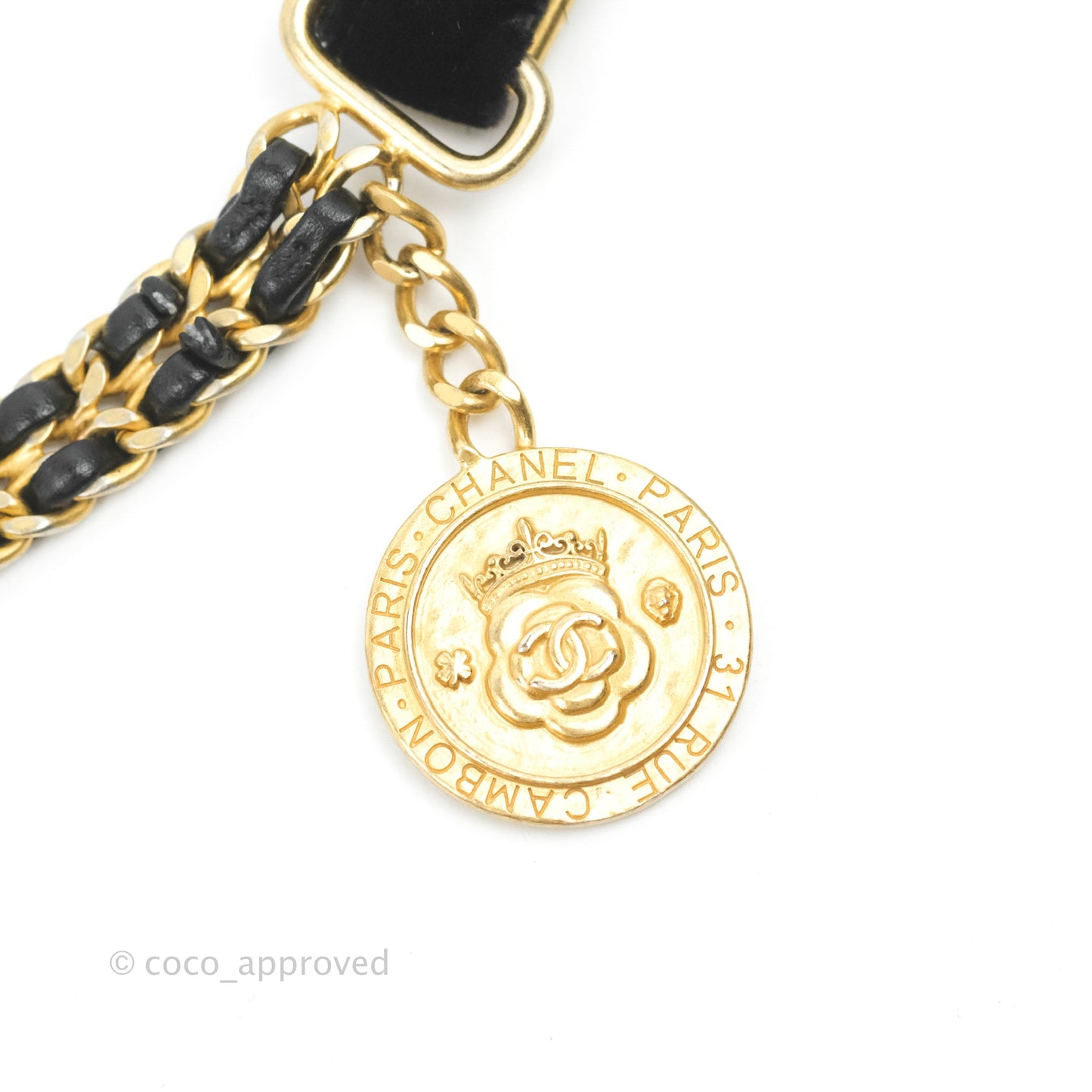Chanel Small Coin Charm Flap Velvet Strap Black Lambskin Aged Gold Hardware