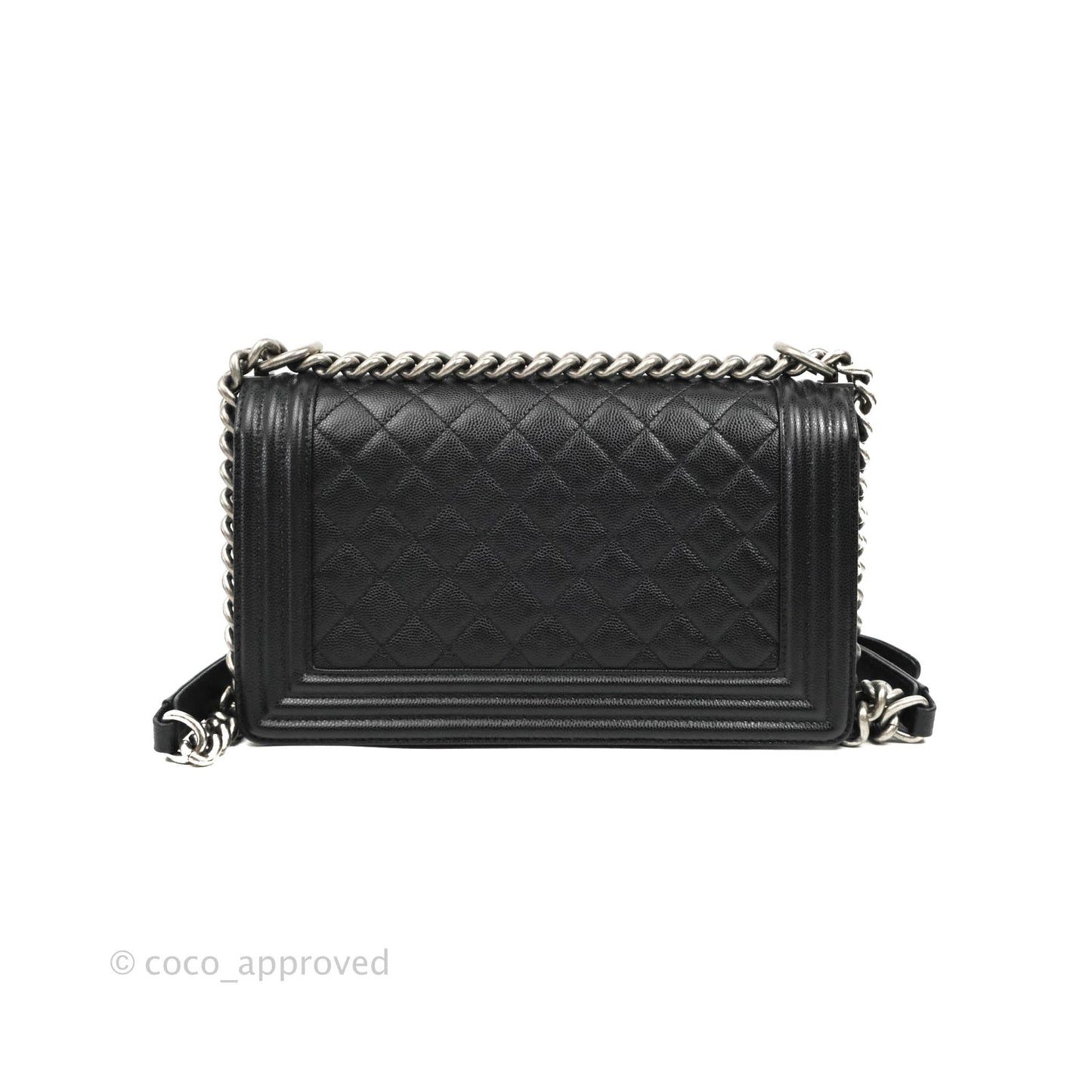 Chanel Quilted Medium Boy Black Caviar Ruthenium Hardware