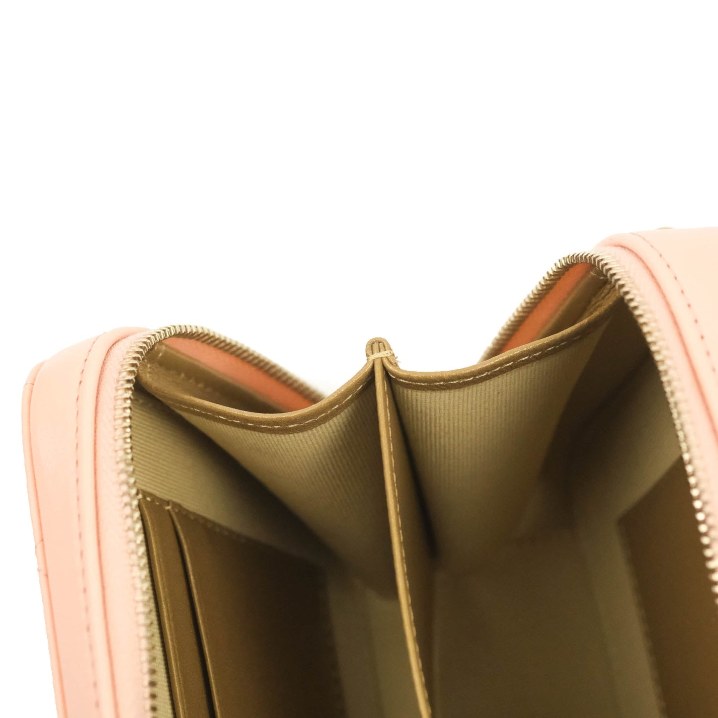 Chanel Mini Pearl Crush Quilted Camera Case Beige Pink Lambskin Aged Gold Hardware