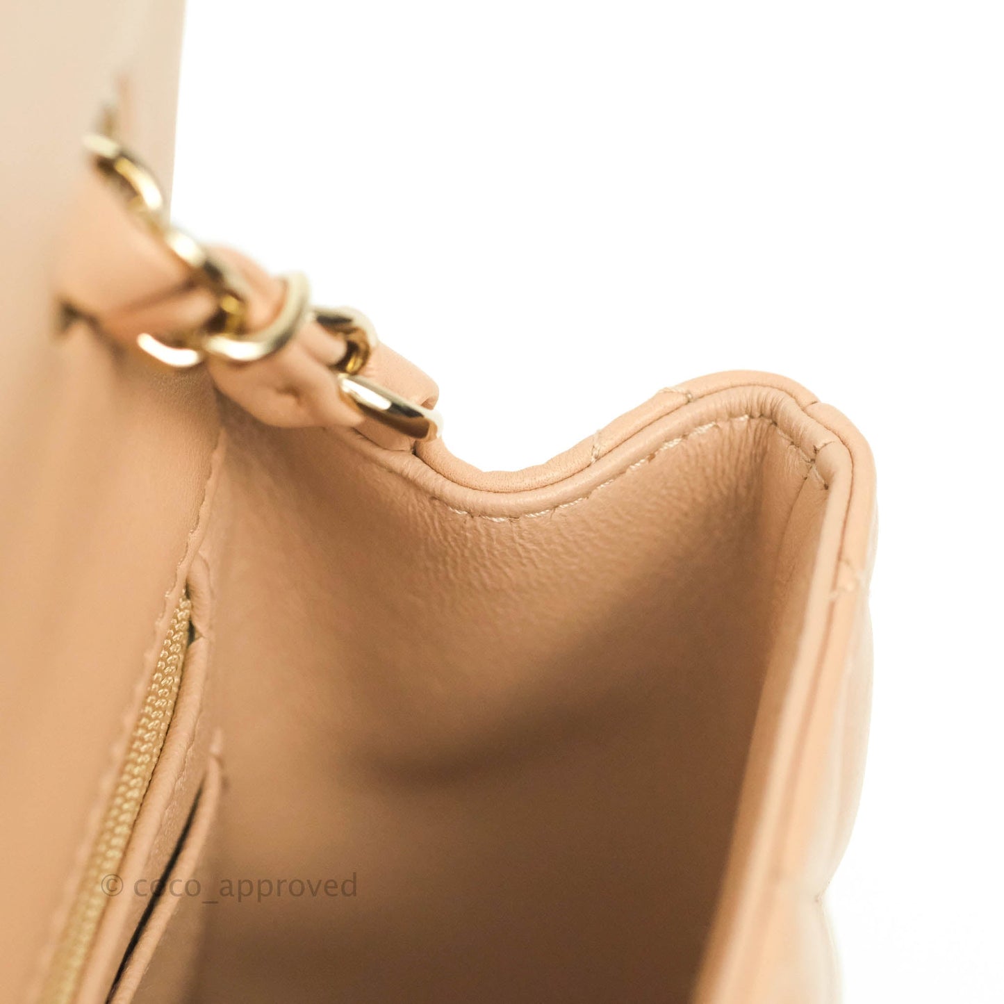 Chanel Quilted Mini Rectangular Flap Beige Lambskin Gold Hardware