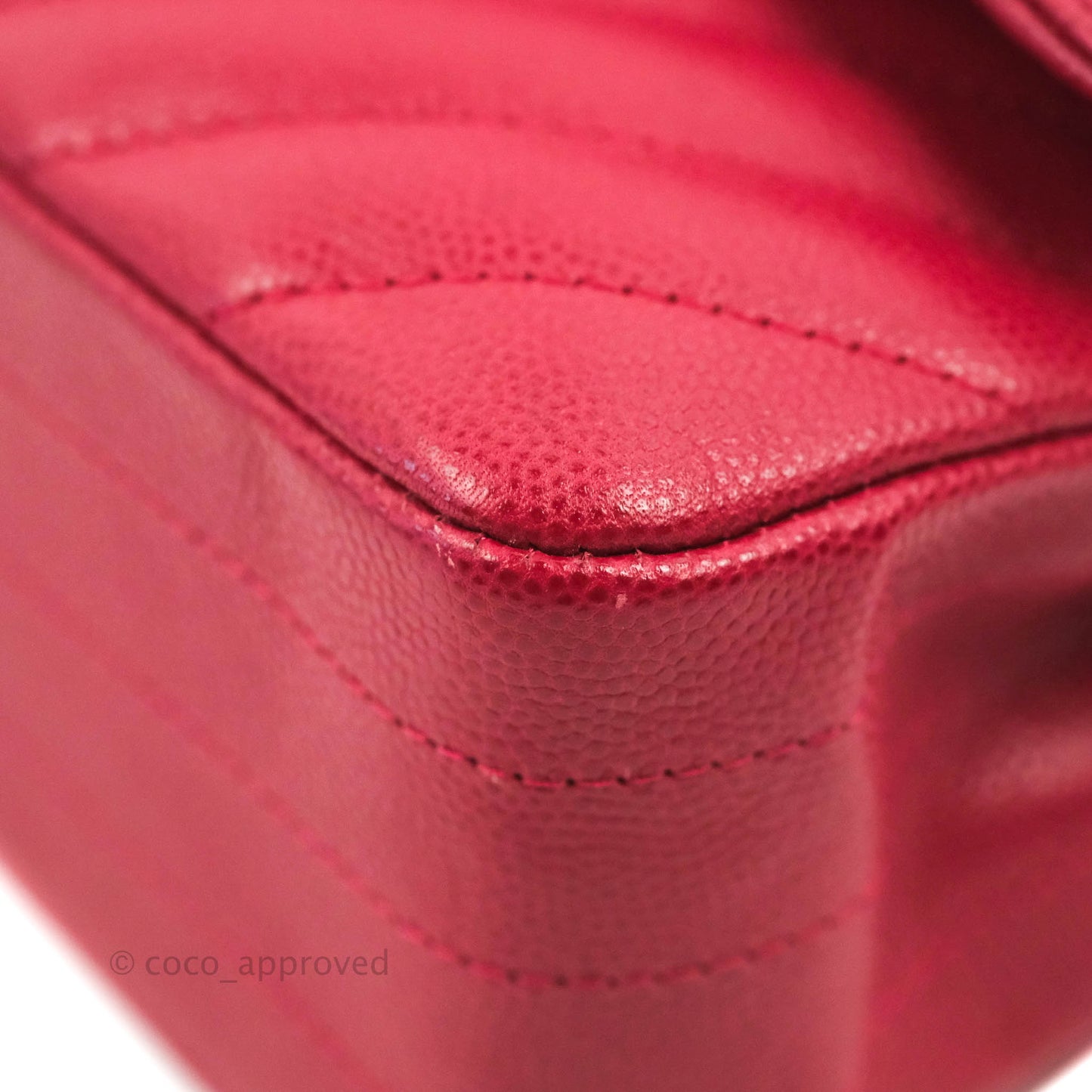 Chanel Classic M/L Medium Chevron Double Flap Cherry Red Caviar Gold Hardware