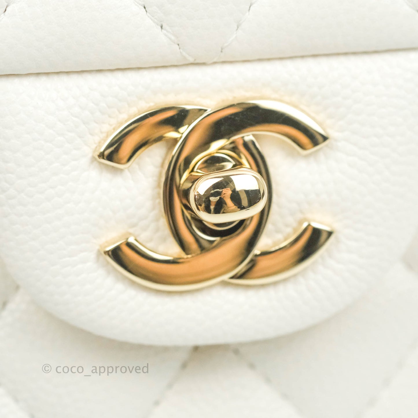 Chanel Classic Small S/M Flap White Caviar Gold Hardware