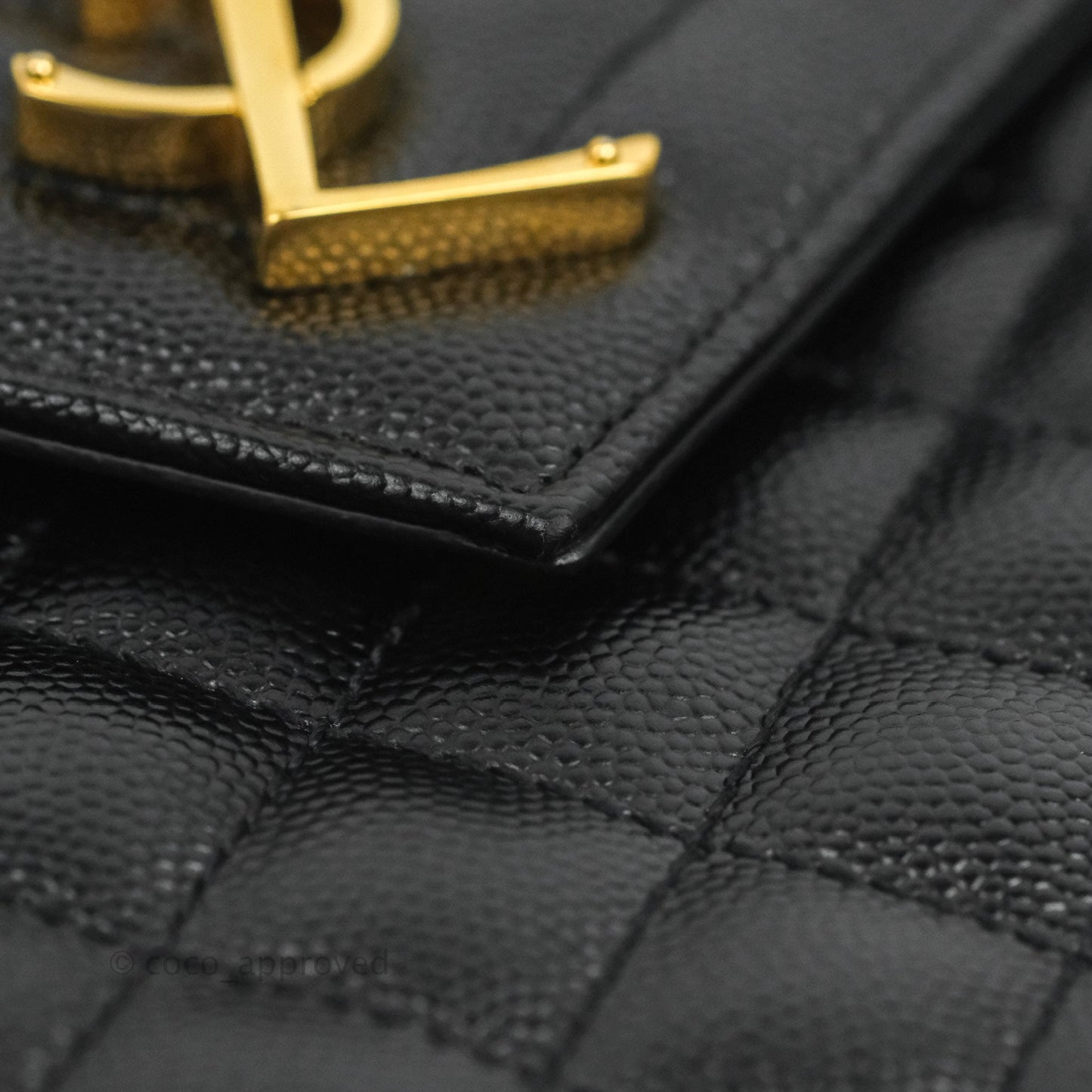 Saint Laurent Quilted Envelope Large Black Caviar Gold Hardware
