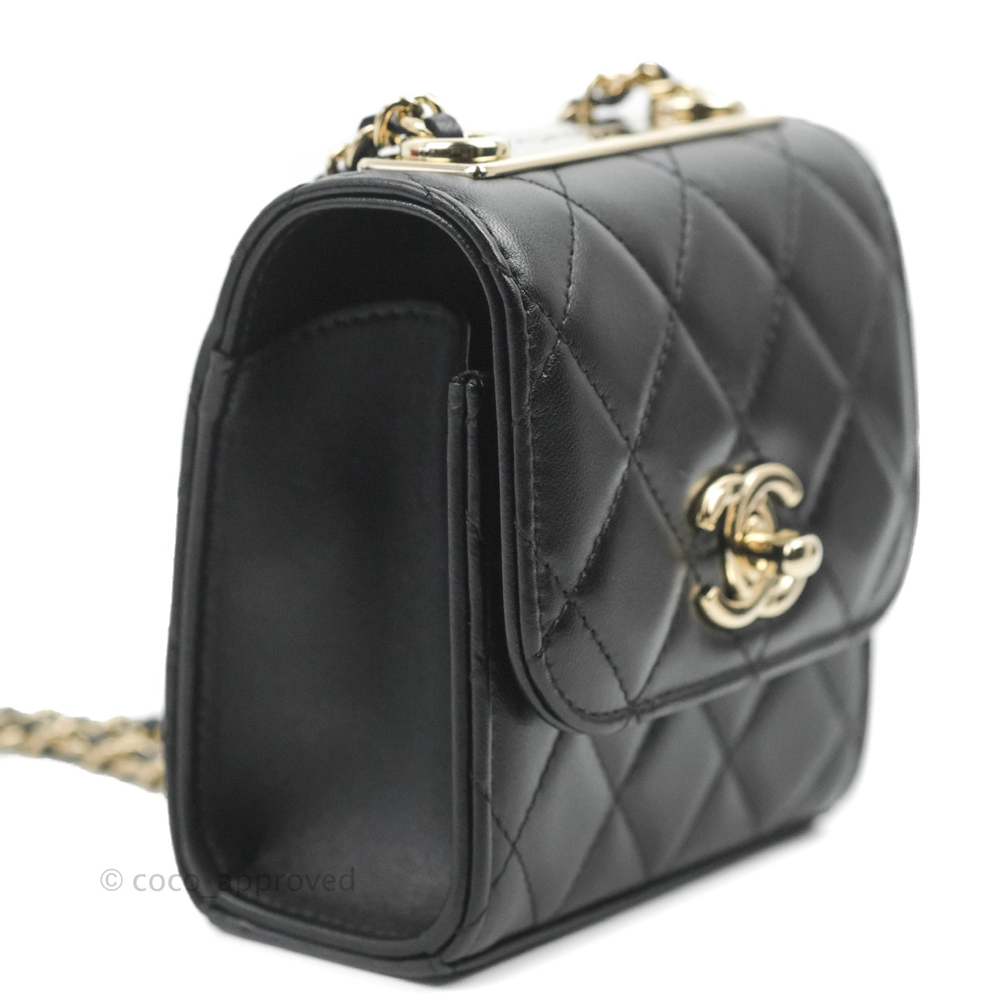 Chanel Mini Quilted Trendy CC Clutch With Chain Black Lambskin Gold Hardware
