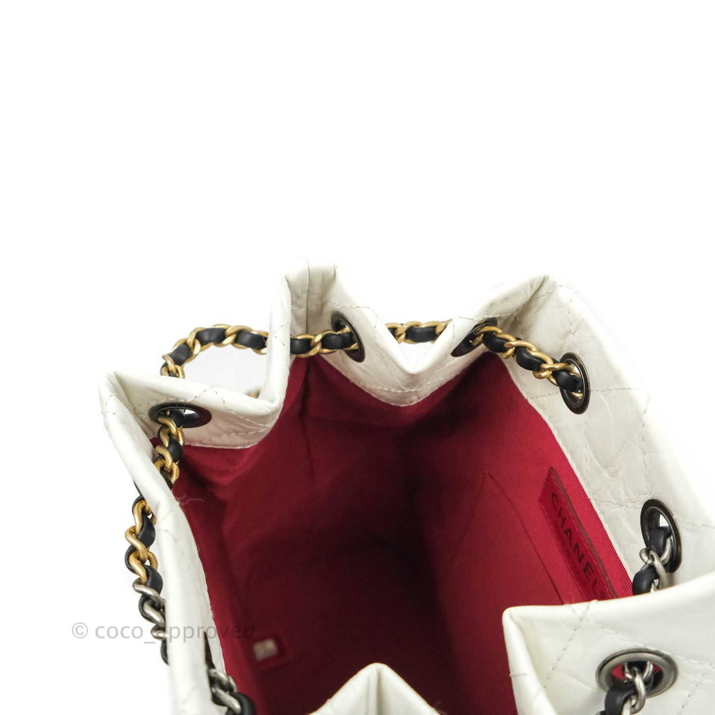 Chanel Small Gabrielle Backpack White Black Aged Calfskin