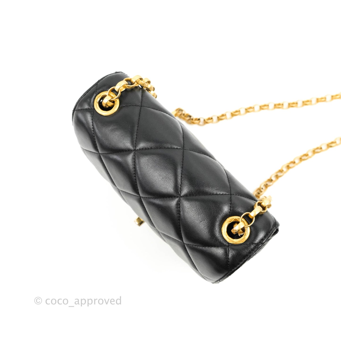 Chanel Quilted Square Flap Bijoux Chain Strap Black Aged Gold Hardware