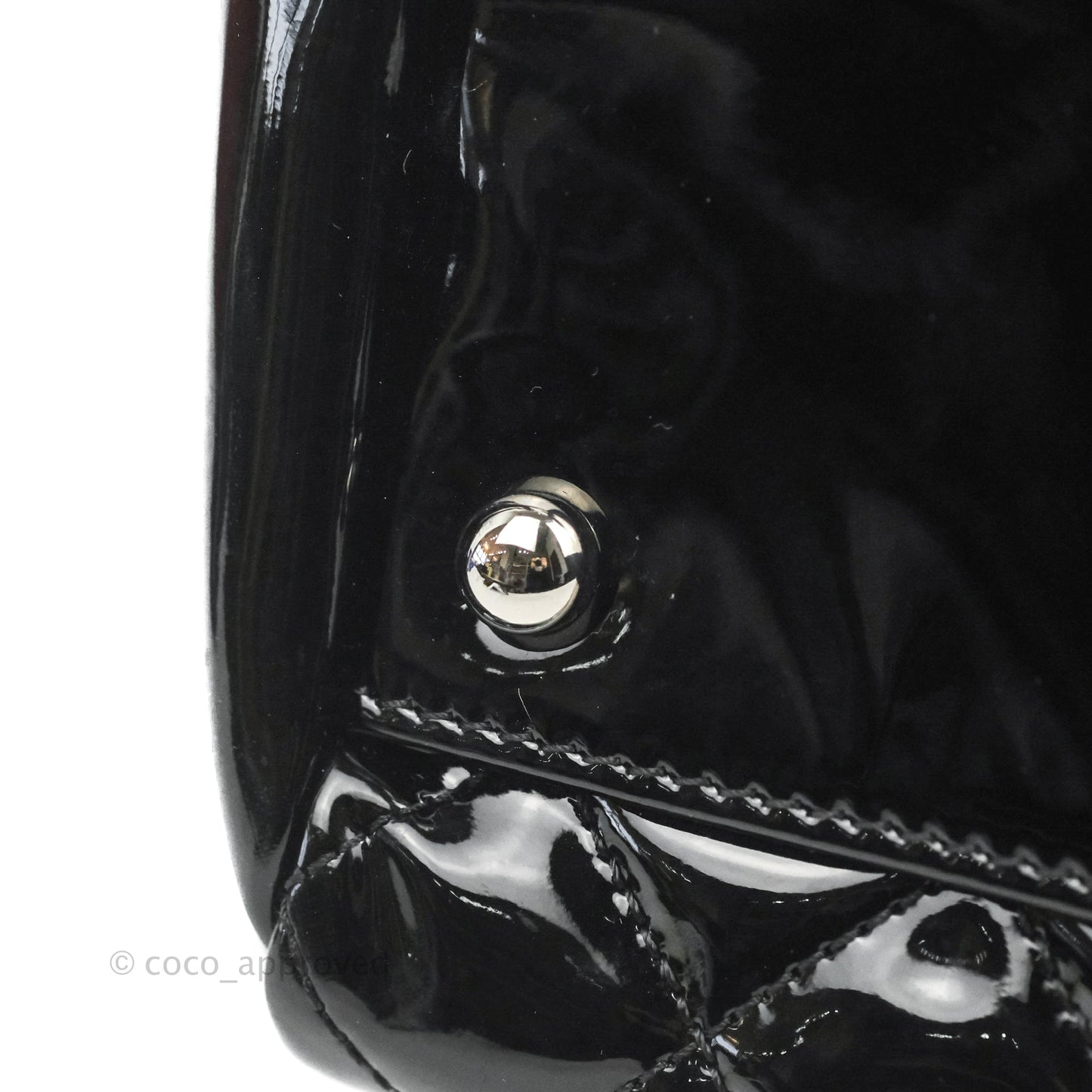 Chanel Quilted Large Just Mademoiselle Black Patent Silver Hardware