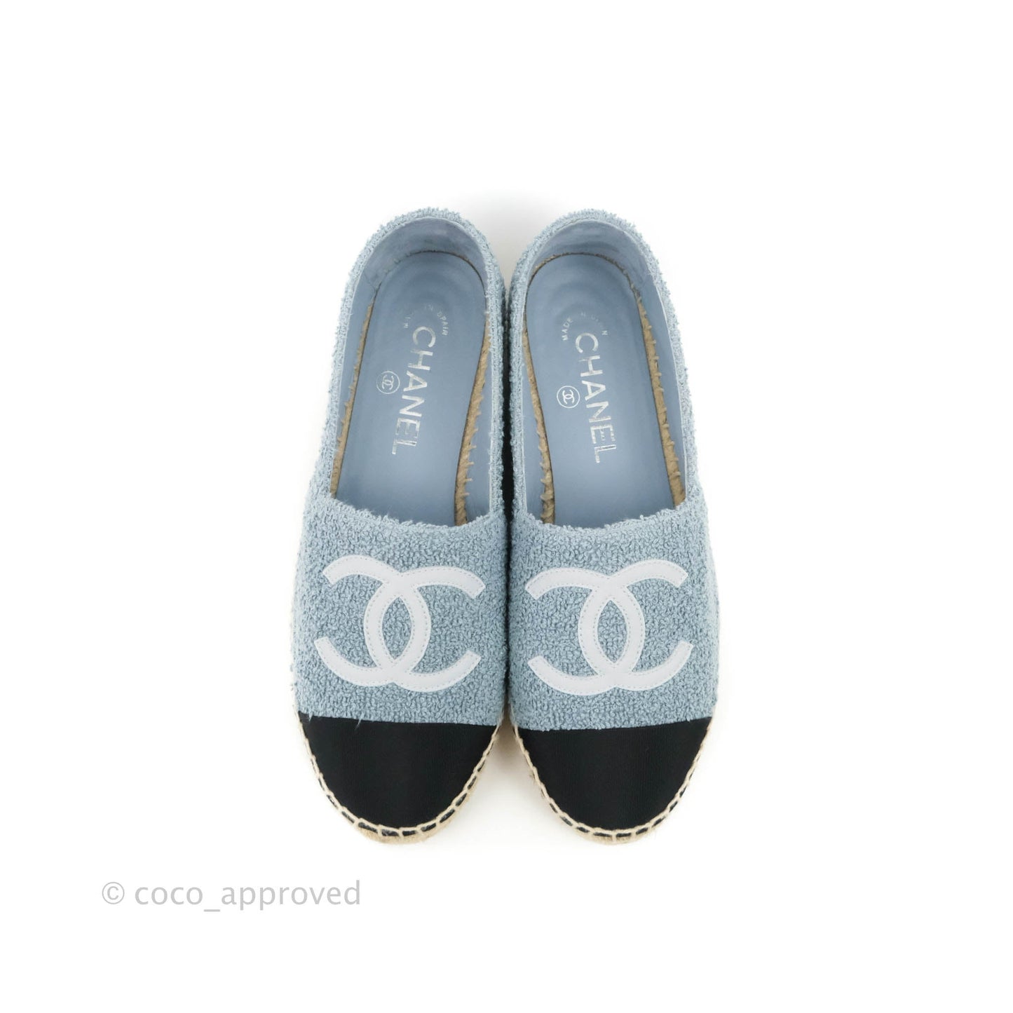 Chanel Espadrille Black Blue Tweed Size 37