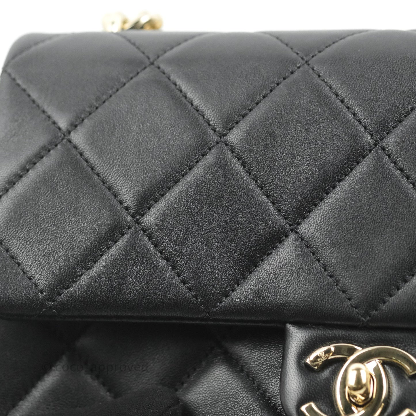 Chanel Quilted Resin Bi-Color Chain Flap Bag Black Lambskin