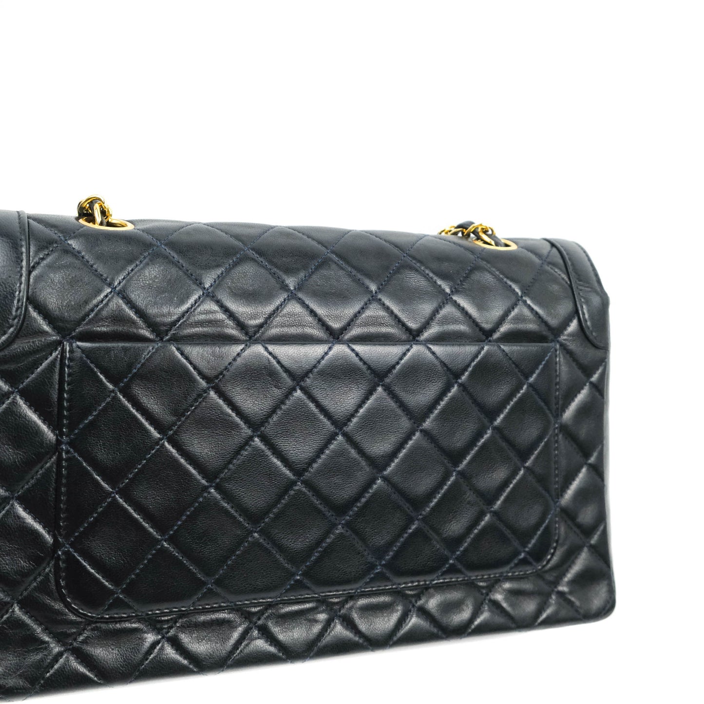 Chanel Vintage Quilted Flap Bag Navy Lambskin 24K Gold Hardware