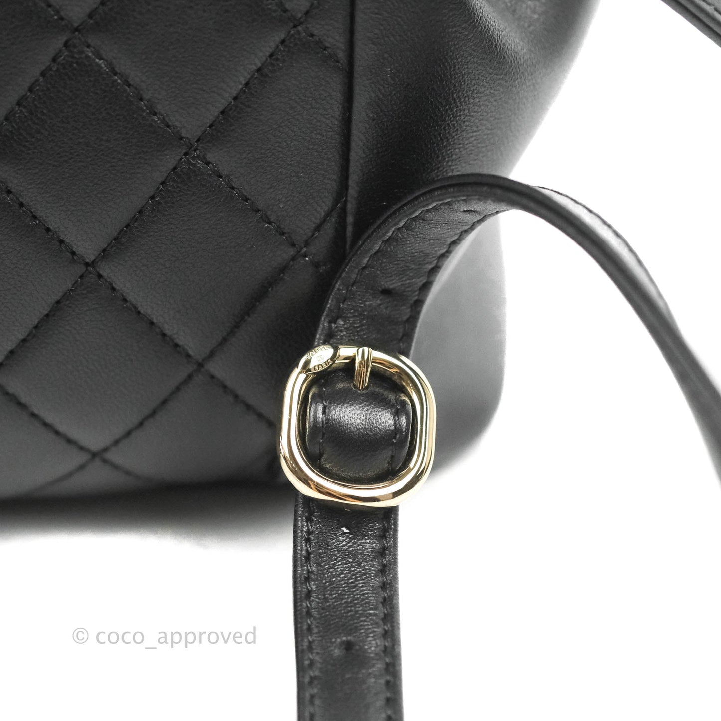 Chanel Quilted Small Duma Drawstring Backpack Black Lambskin 22A
