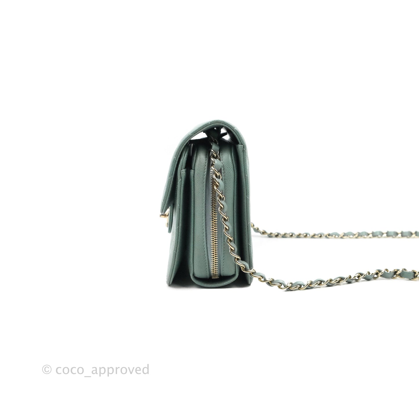 Chanel Quilted Like The Wallet Flap Blue-Greyish Caviar Gold Hardware