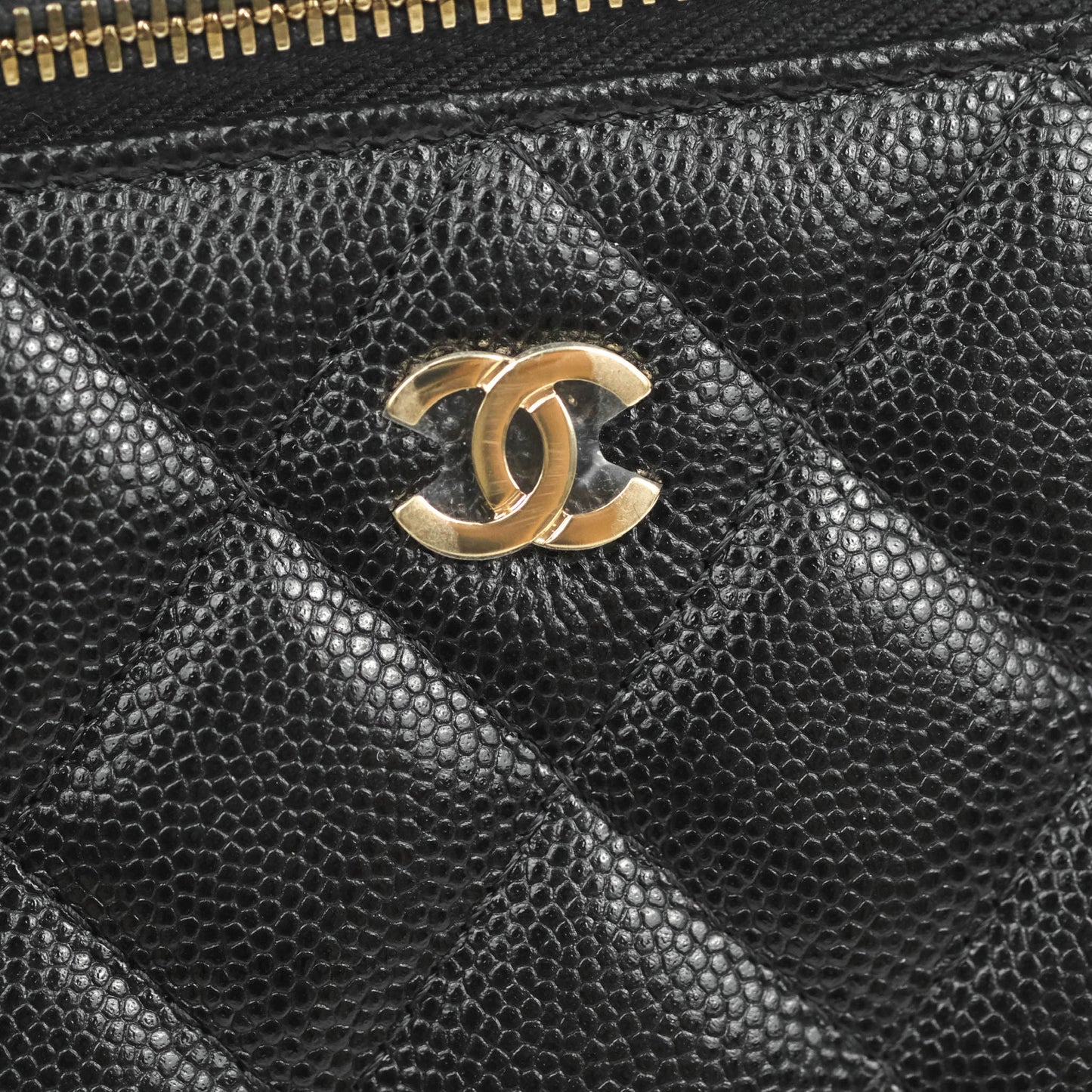 Chanel Vanity with Chain Black Caviar Gold Hardware 22S