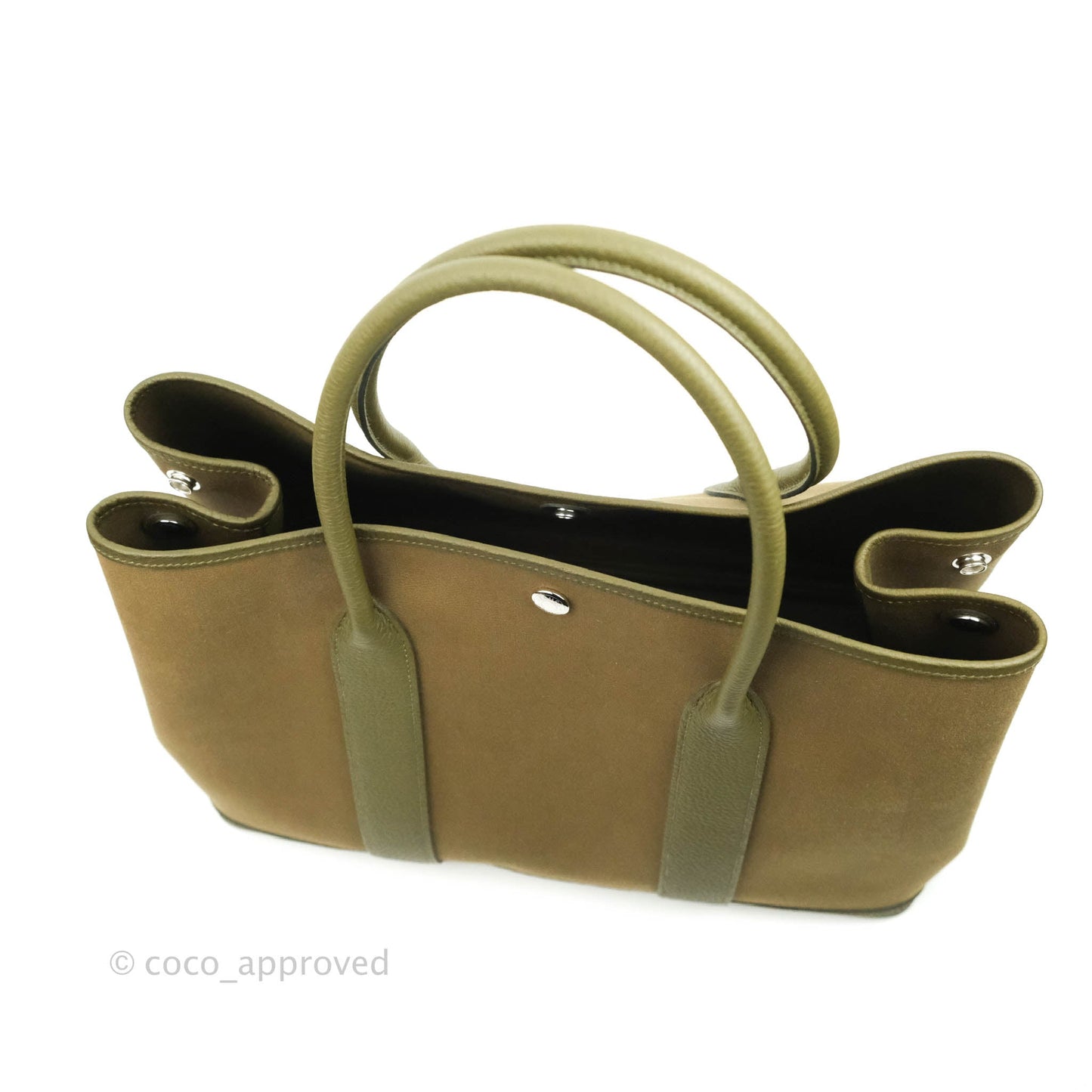 Hermès Garden Party 36 Vert Olive Canvas With Twilly & Charm
