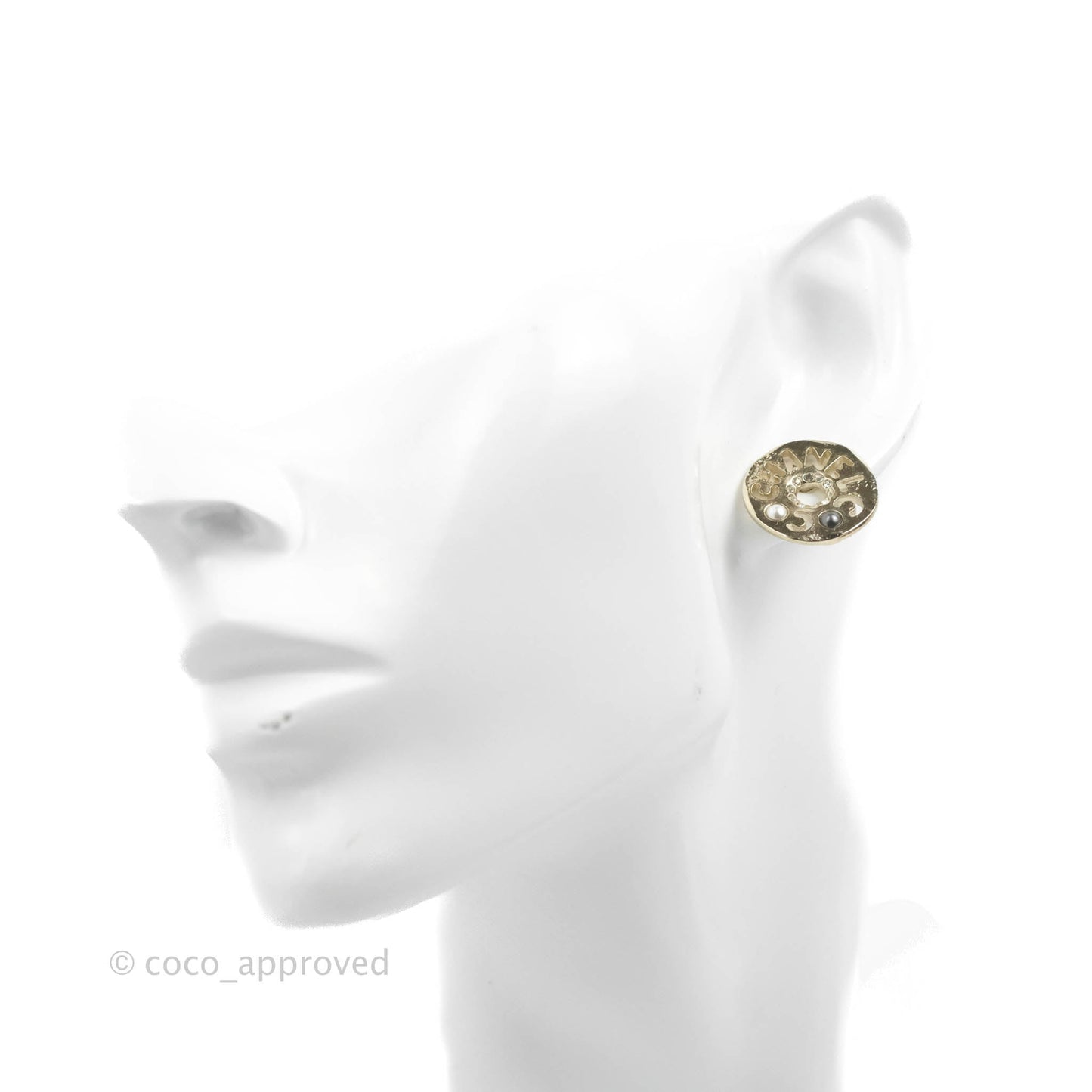 Chanel Egypt Coco Chanel Cutout Crystal Stud Earrings 19A