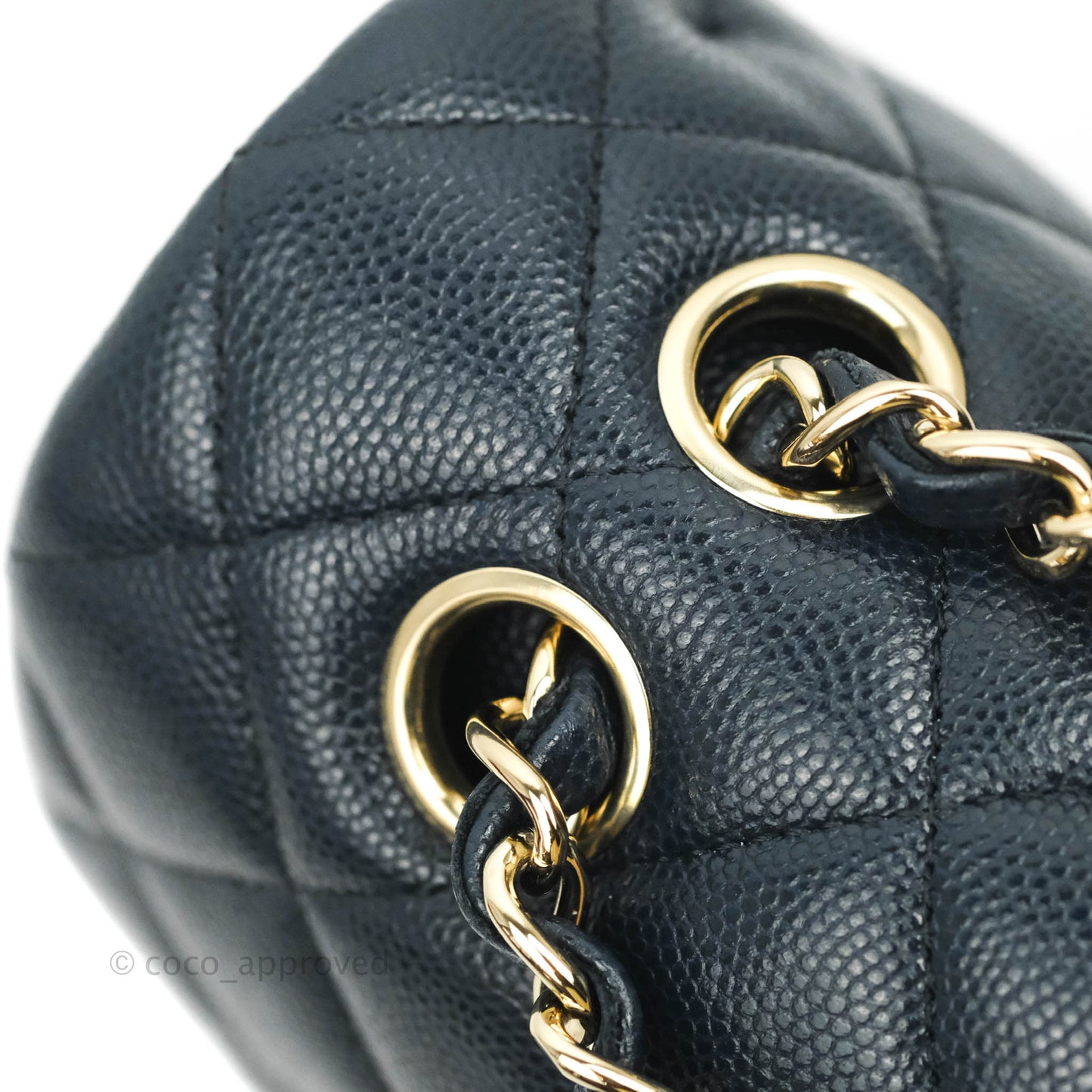 Chanel Classic M/L Medium Flap Quilted Navy Caviar Gold Hardware