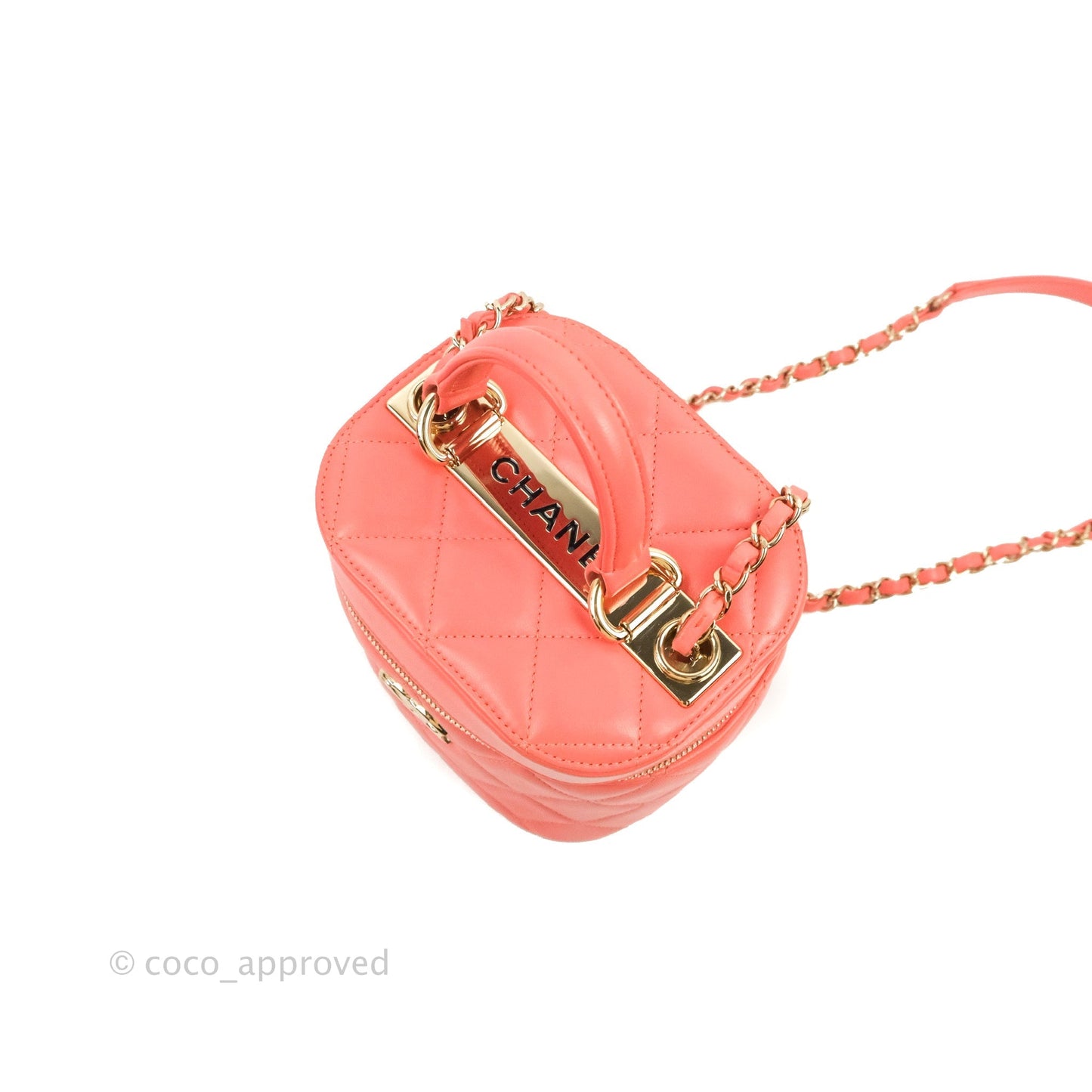 Chanel Trendy CC Vanity Case Coral Pink Lambskin Gold Hardware