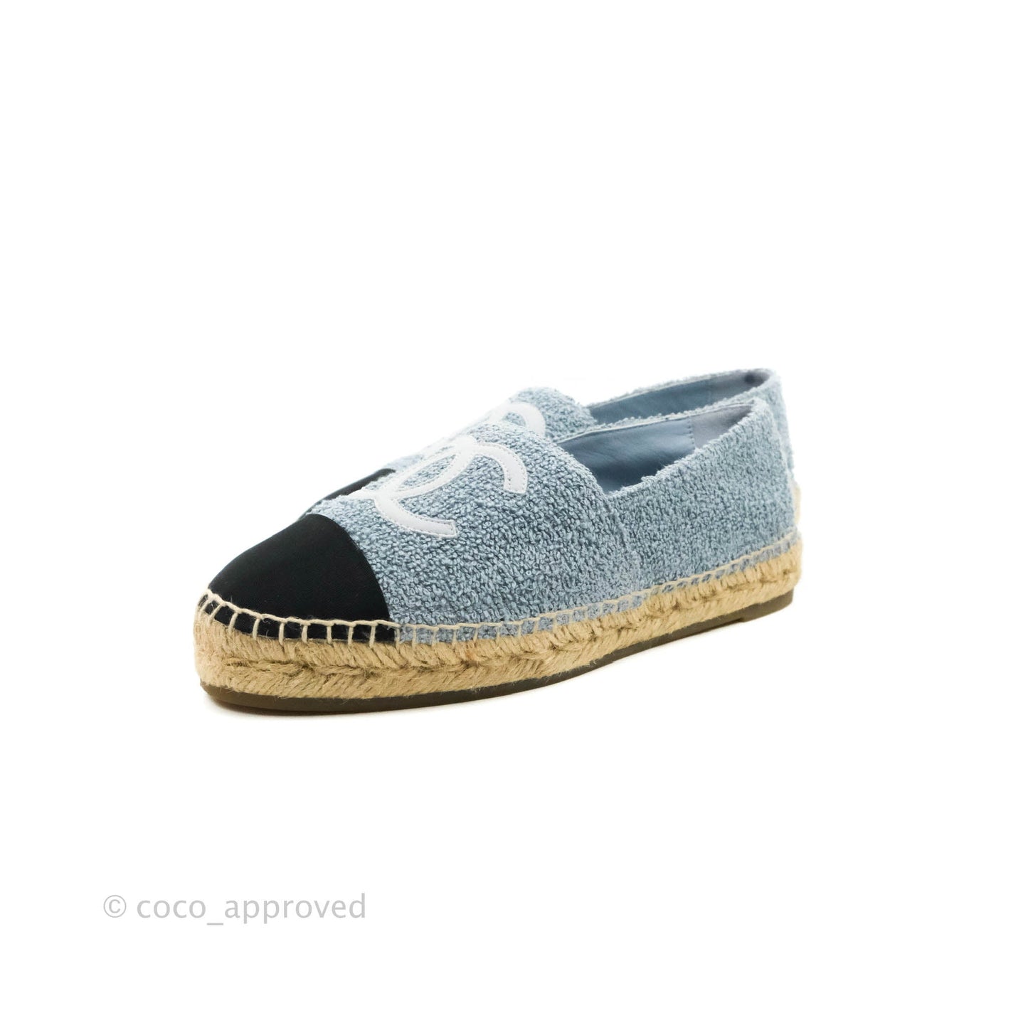Chanel Espadrille Black Blue Tweed Size 38