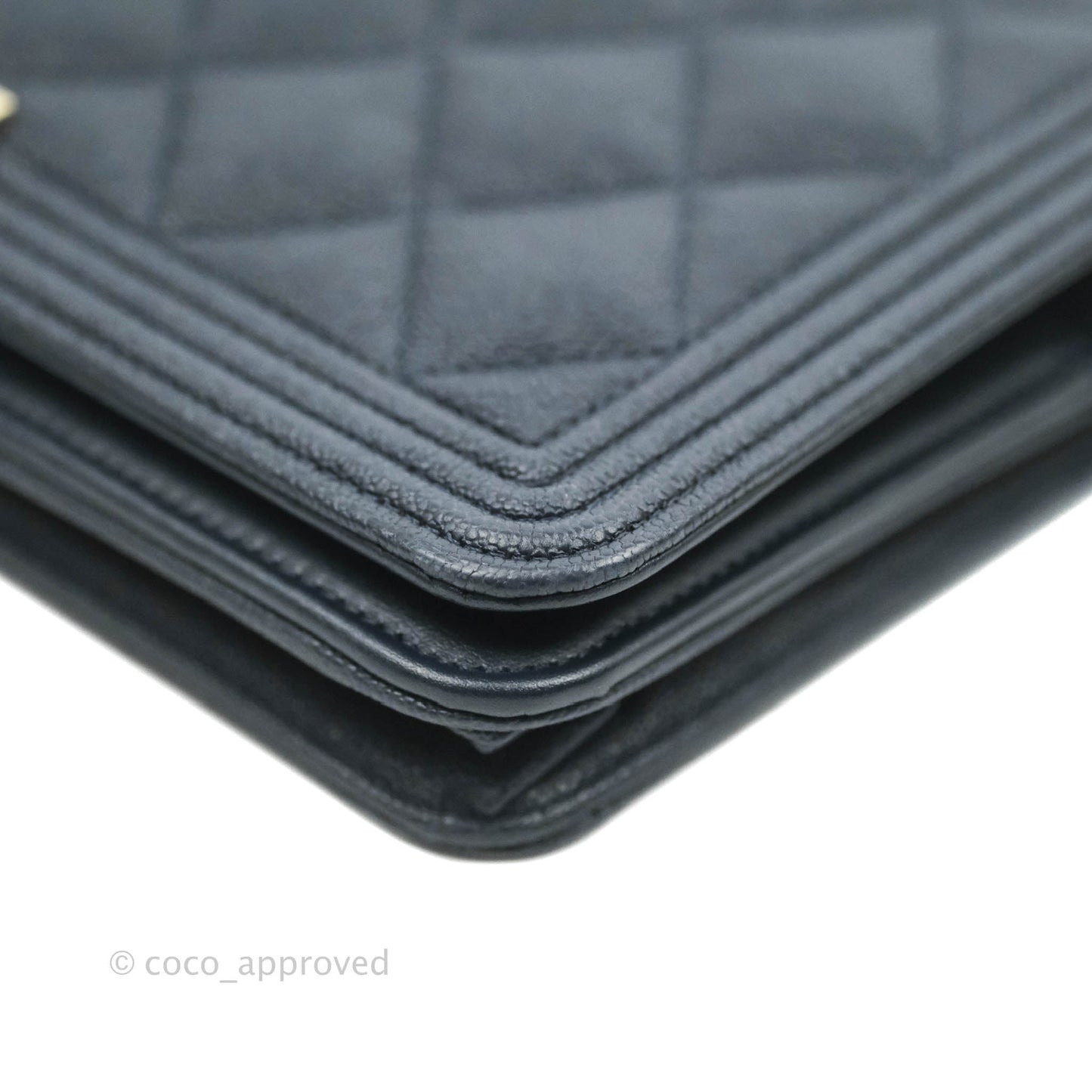 Chanel Quilted Boy Wallet on Chain WOC Navy Caviar Gold Hardware