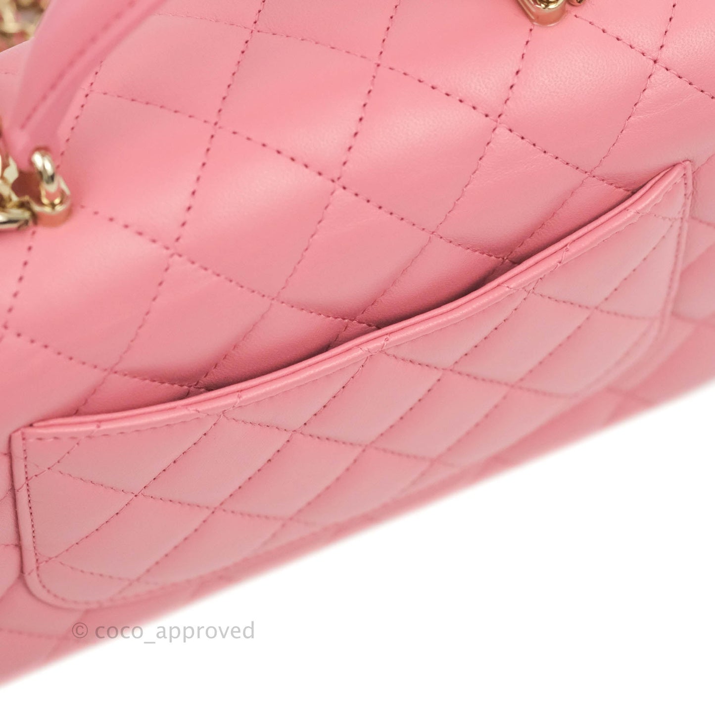 Chanel Top Handle Mini Rectangular Flap Bag Pink Lambskin Gold Hardware