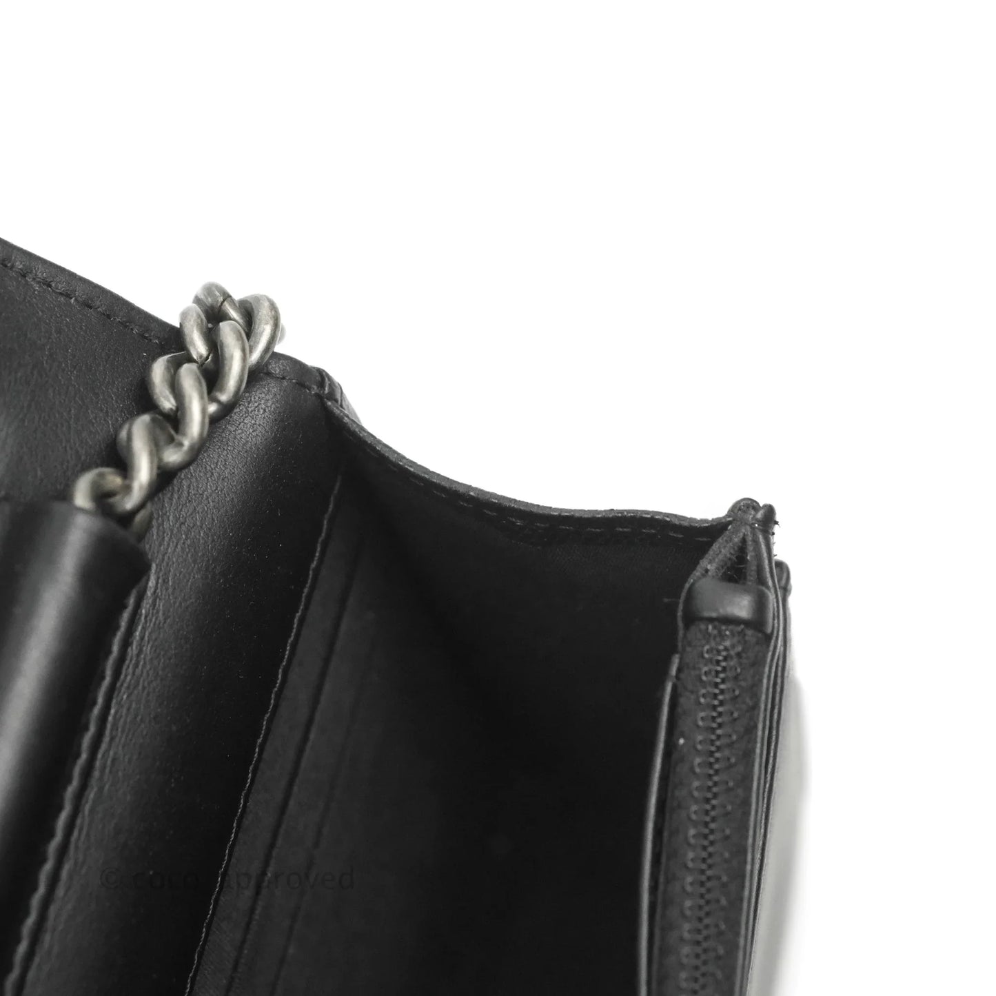 Chanel Quilted Boy Wallet on Chain WOC Black Caviar Ruthenium Hardware