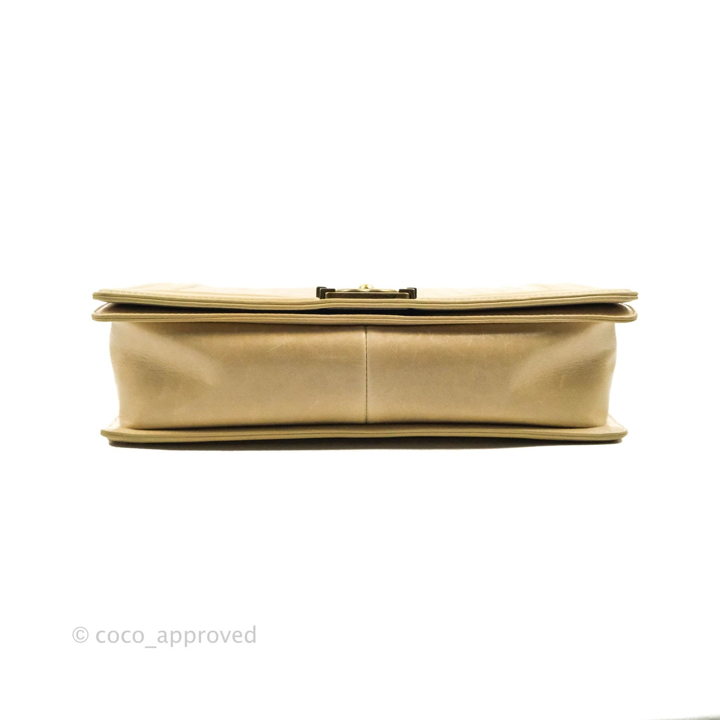 Chanel Quilted Large Boy Beige Aged Calfskin Aged Gold Hardware