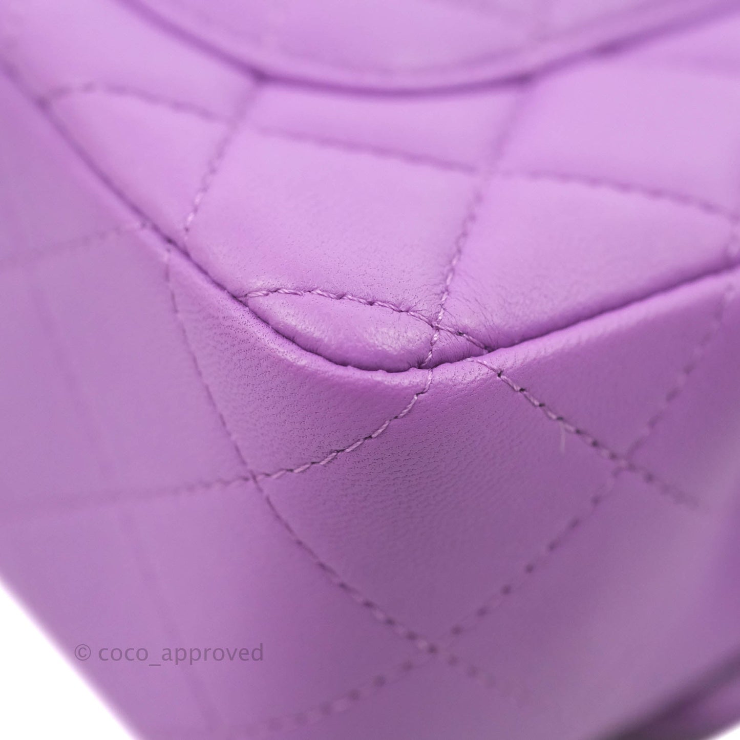 Chanel Quilted Mini Rectangular Flap Purple Lambskin Silver Hardware