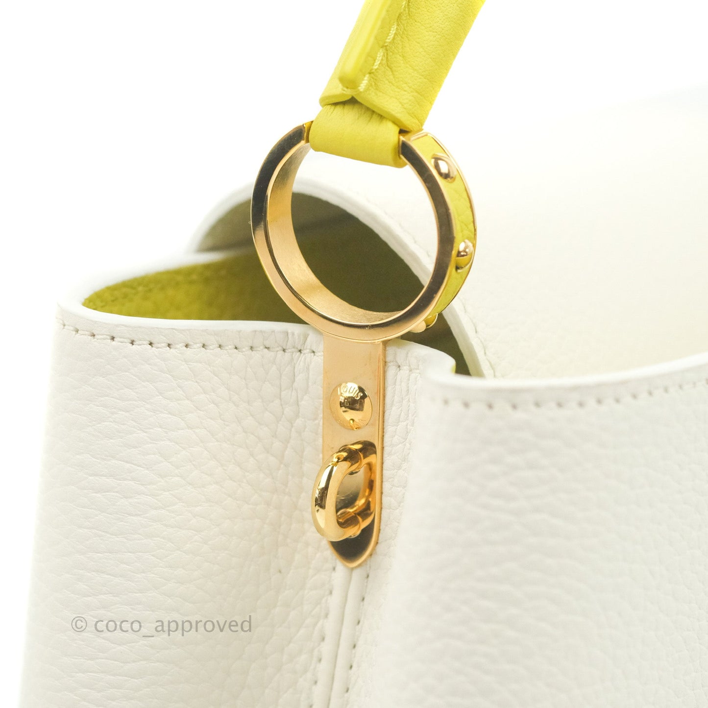Louis Vuitton Taurillon Capucines BB Snow / Cedrat