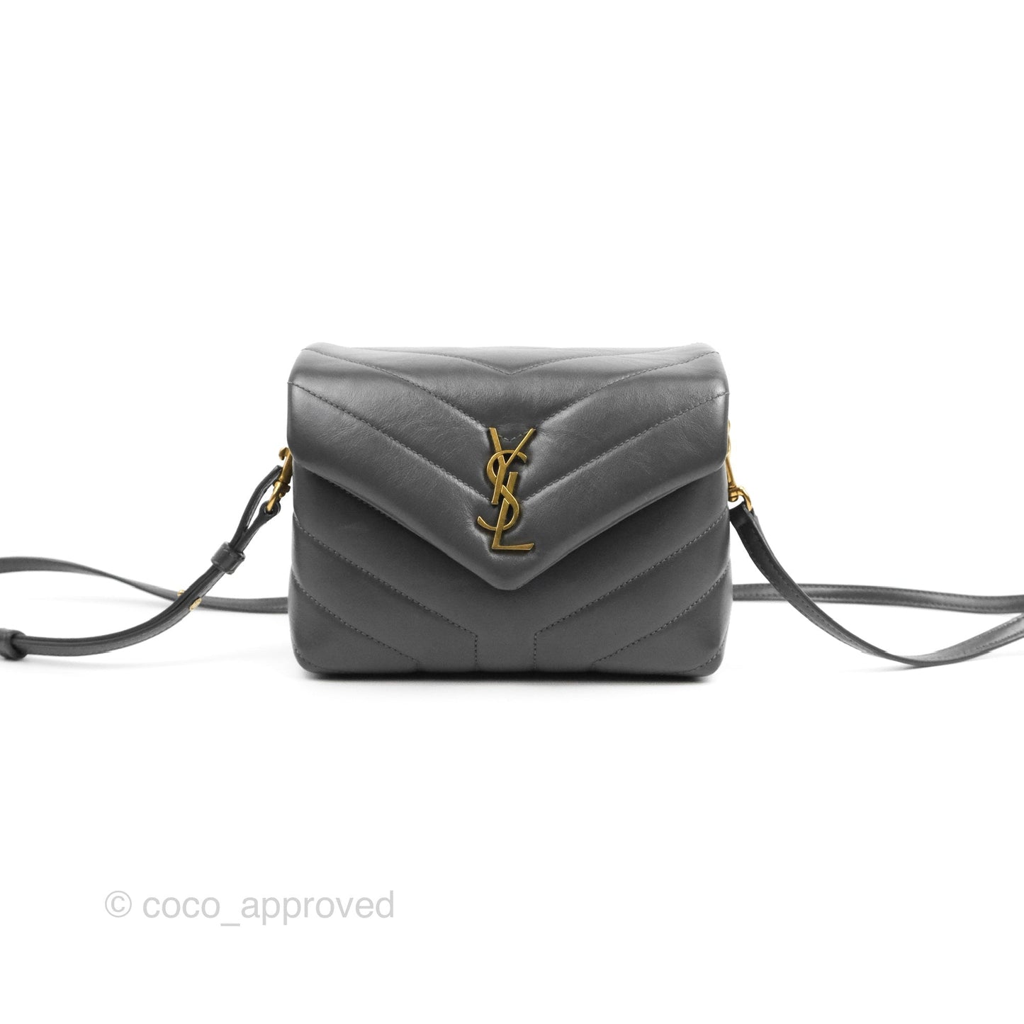 Saint Laurent Loulou Toy Quilted Leather Shoulder Bag Dark Grey