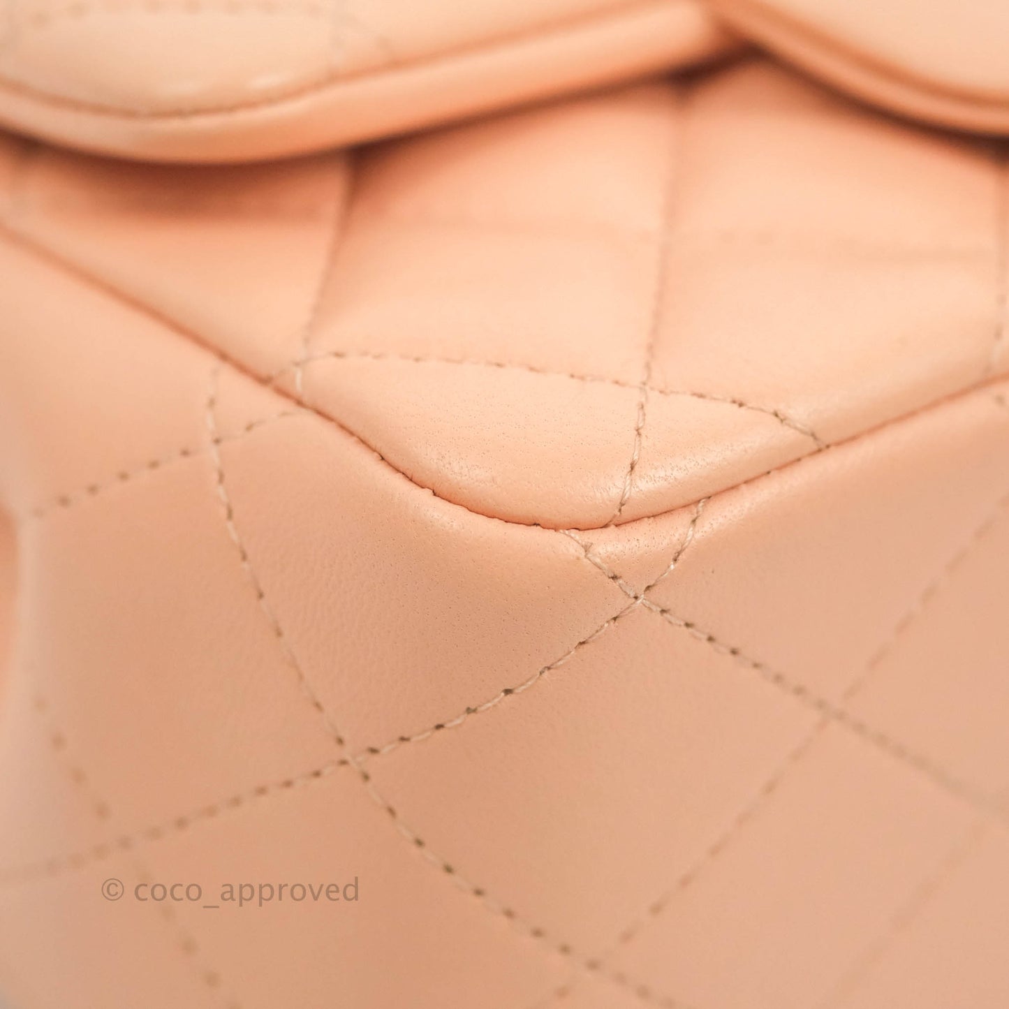 Chanel Quilted Mini Square Lambskin Light Beige Pink Gold Hardware