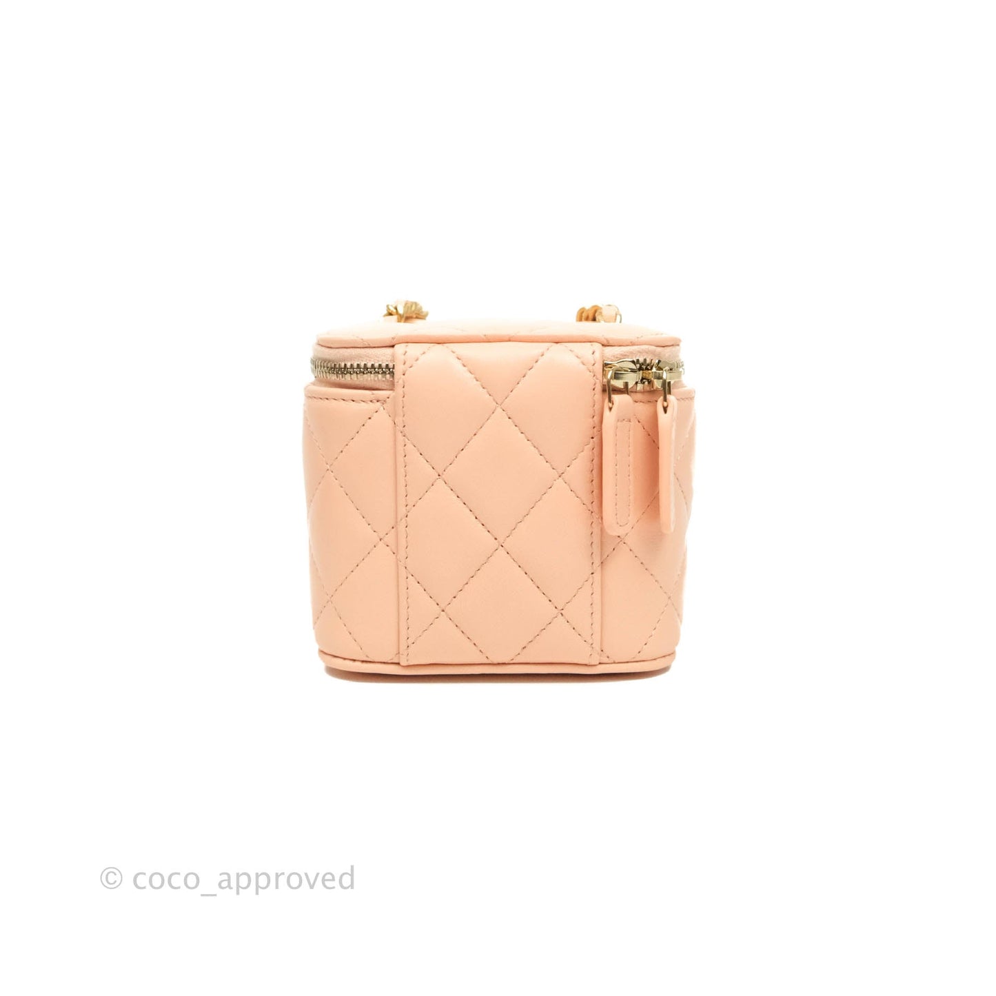 Chanel Classic Mini Pearl Crush Vanity With Chain Pink Lambskin Aged Gold Hardware