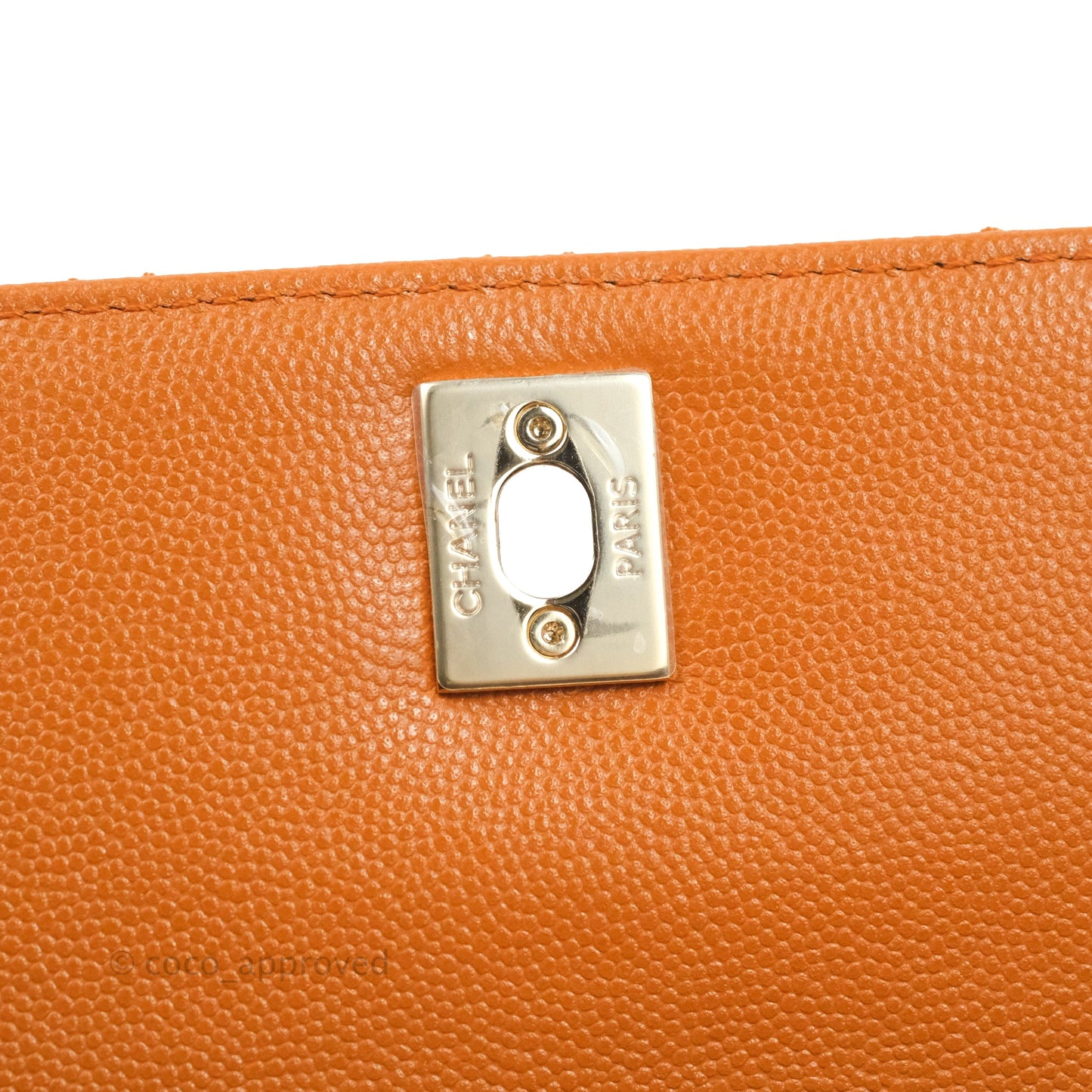 Chanel Small Coco Handle Quilted Caramel Caviar Gold Hardware 21A