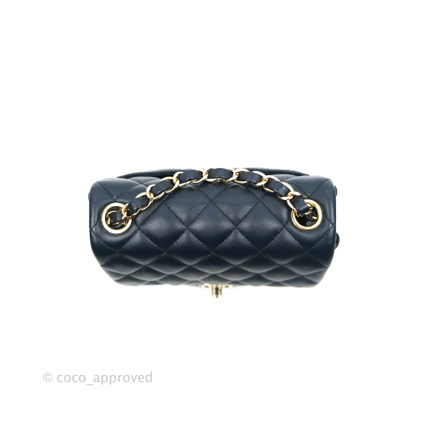 Chanel Quilted Mini Square Navy Lambskin Gold Hardware