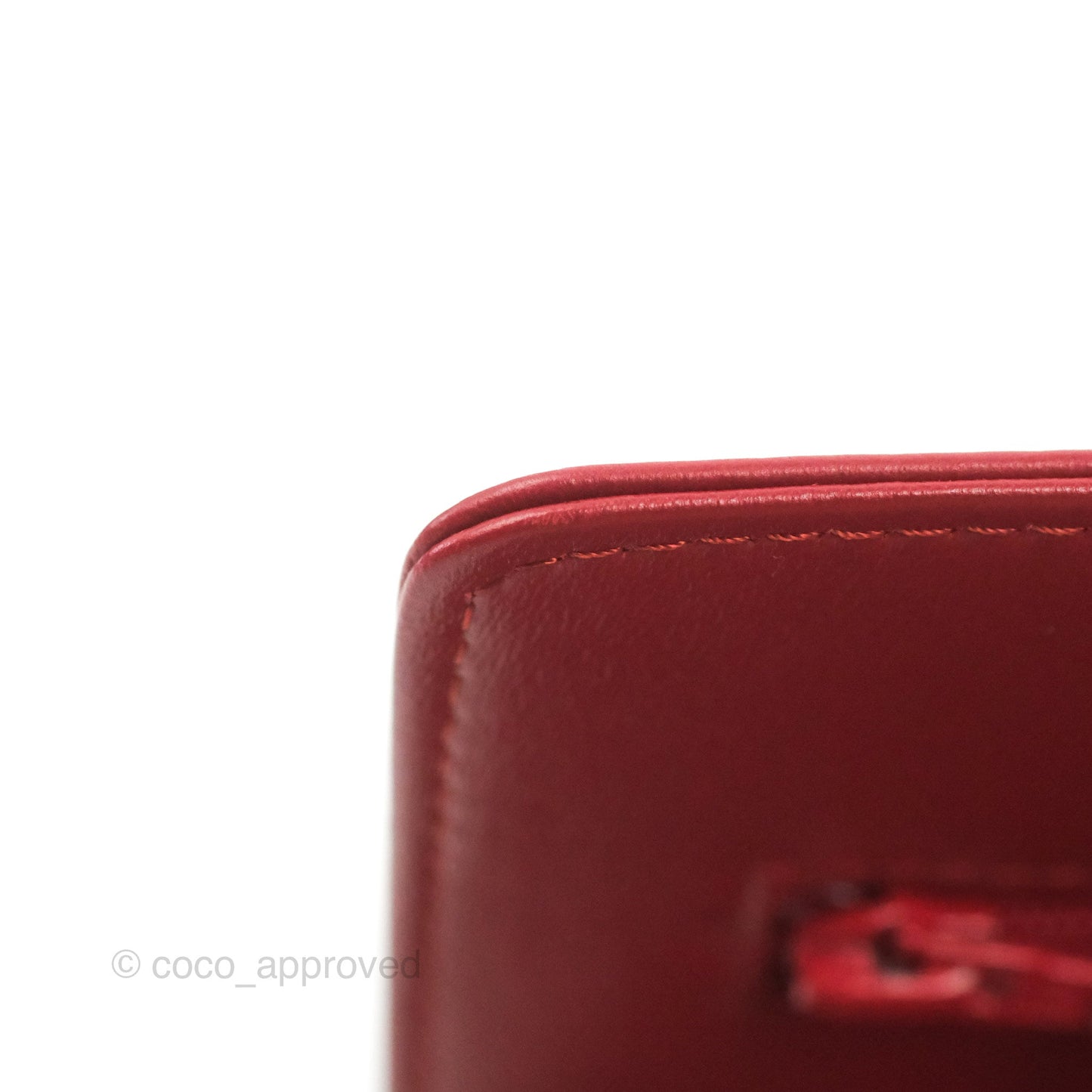 Chanel Camellia Embossed Wallet On Chain WOC Red Lambskin Silver Hardware
