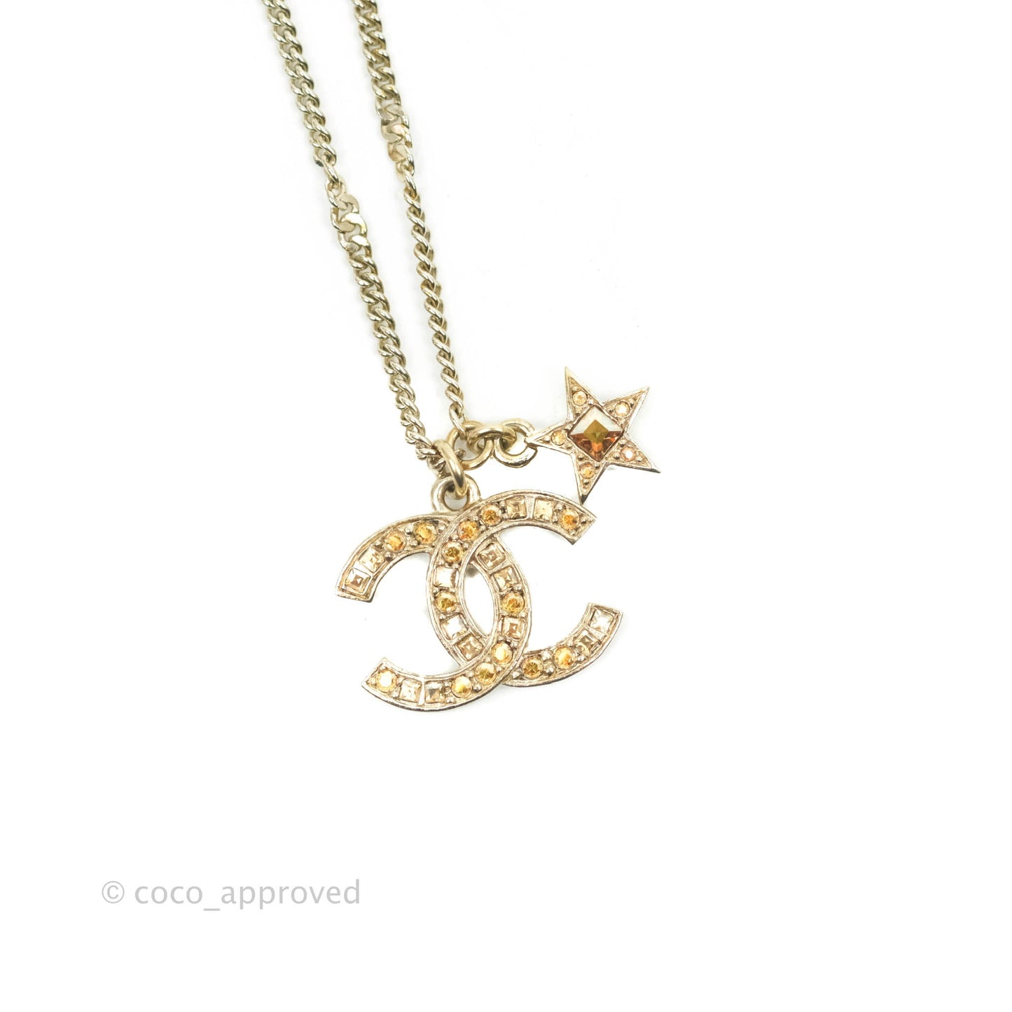Chanel Champagne Crystal CC & Star Bracelet Gold Hardware 21S