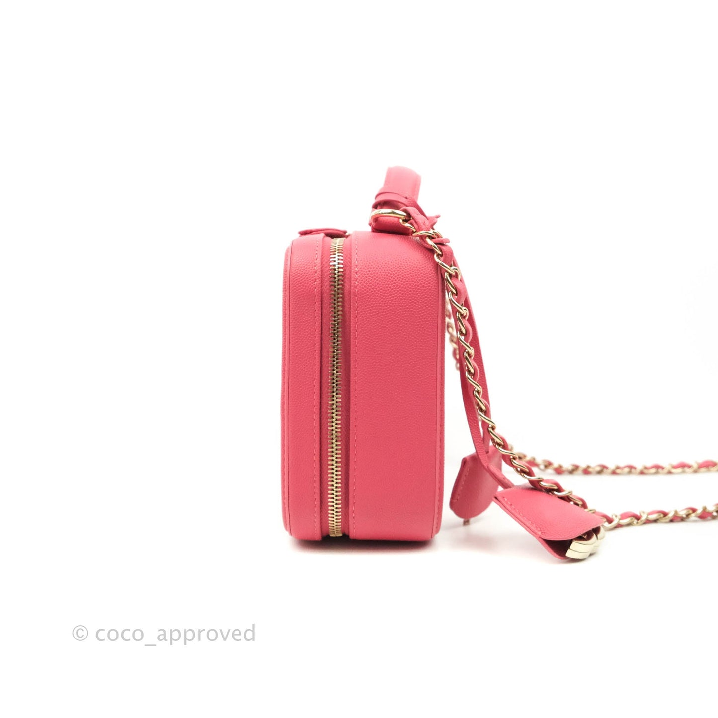 Chanel Quilted Medium CC Filigree Vanity Case Rosy Pink Caviar Gold Hardware