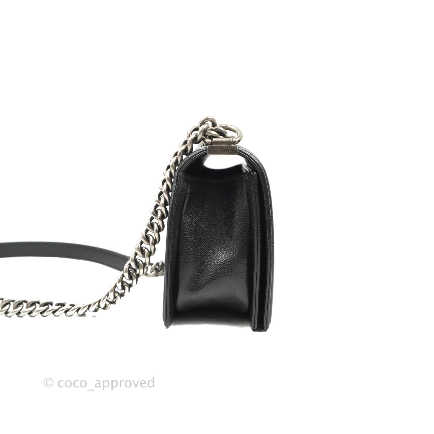 Chanel Quilted Medium Boy Black Caviar Ruthenium Hardware