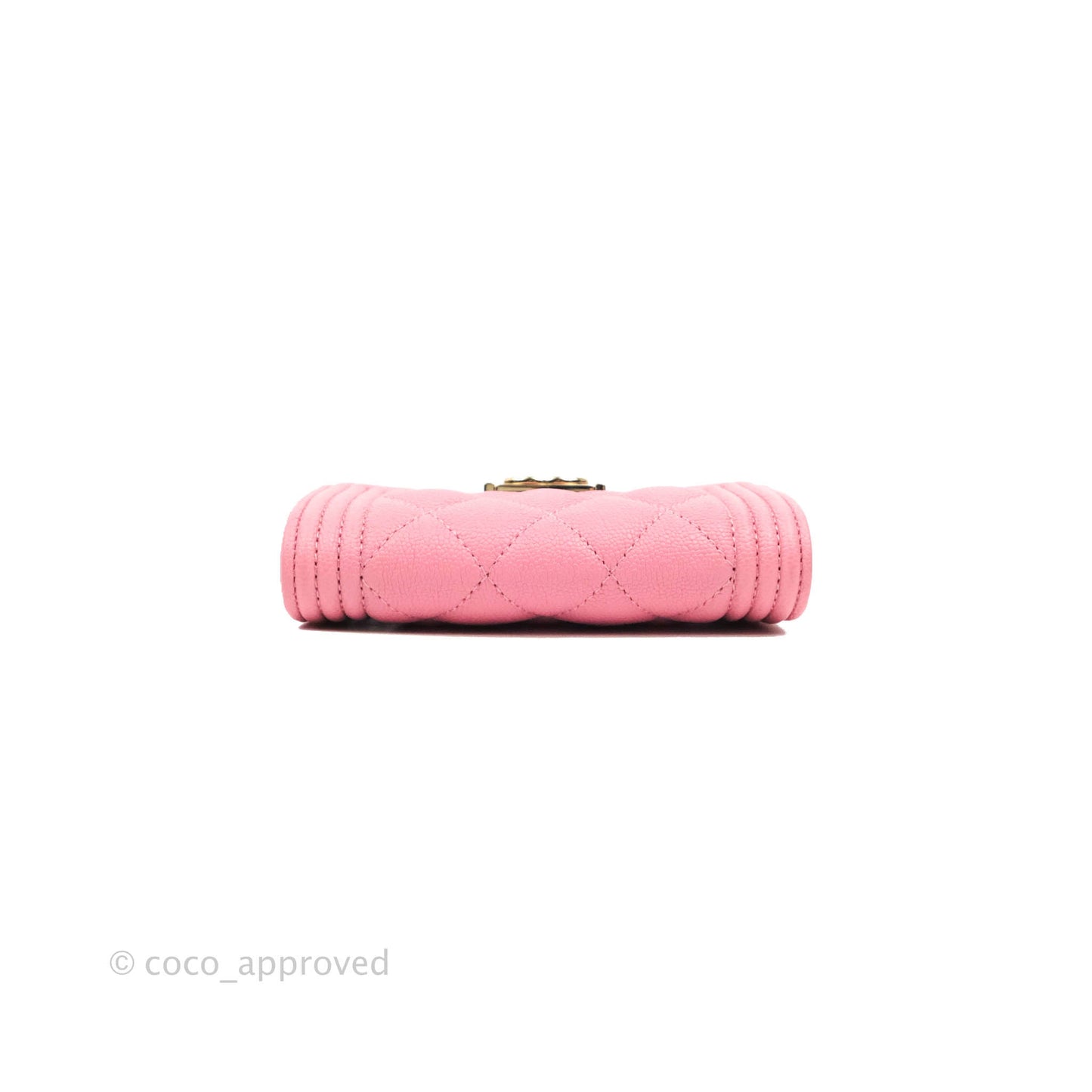 Chanel Quilted Boy Flap Coin Purse Pink Caviar Gold Hardware