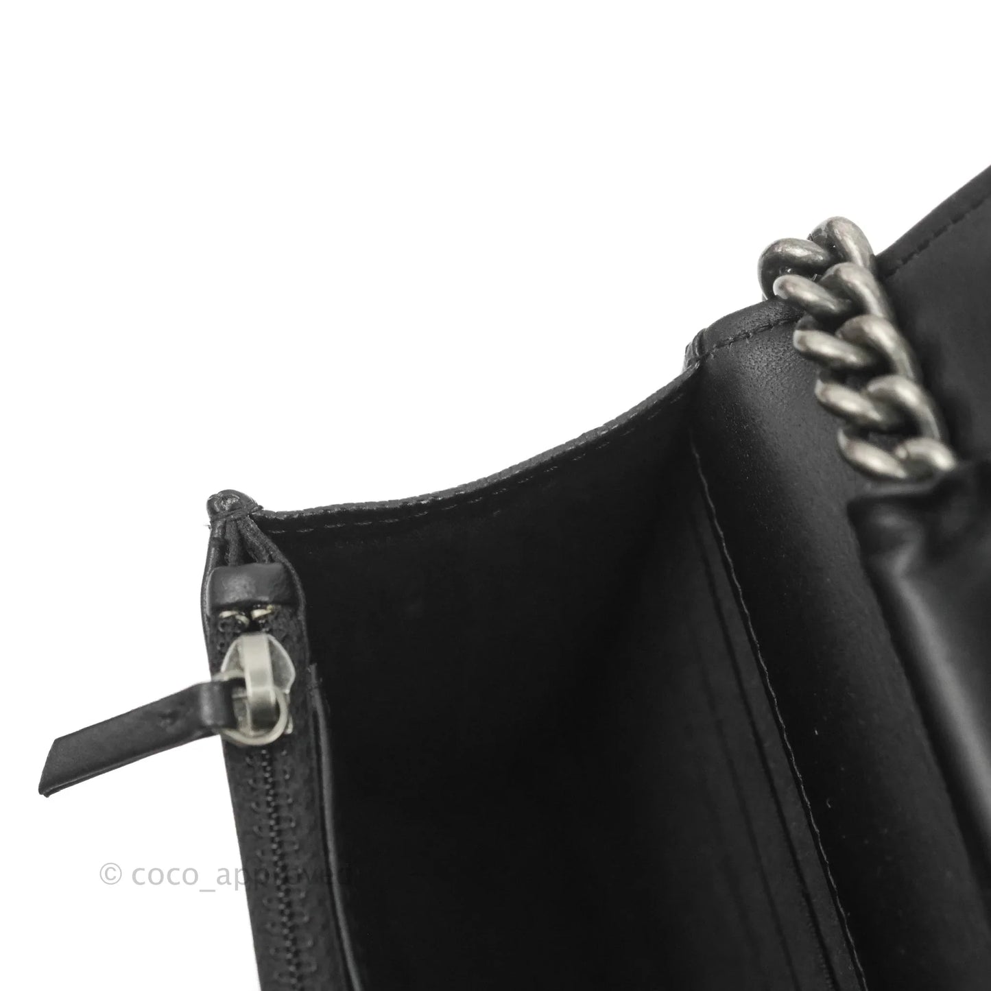 Chanel Quilted Boy Wallet on Chain WOC Black Caviar Ruthenium Hardware